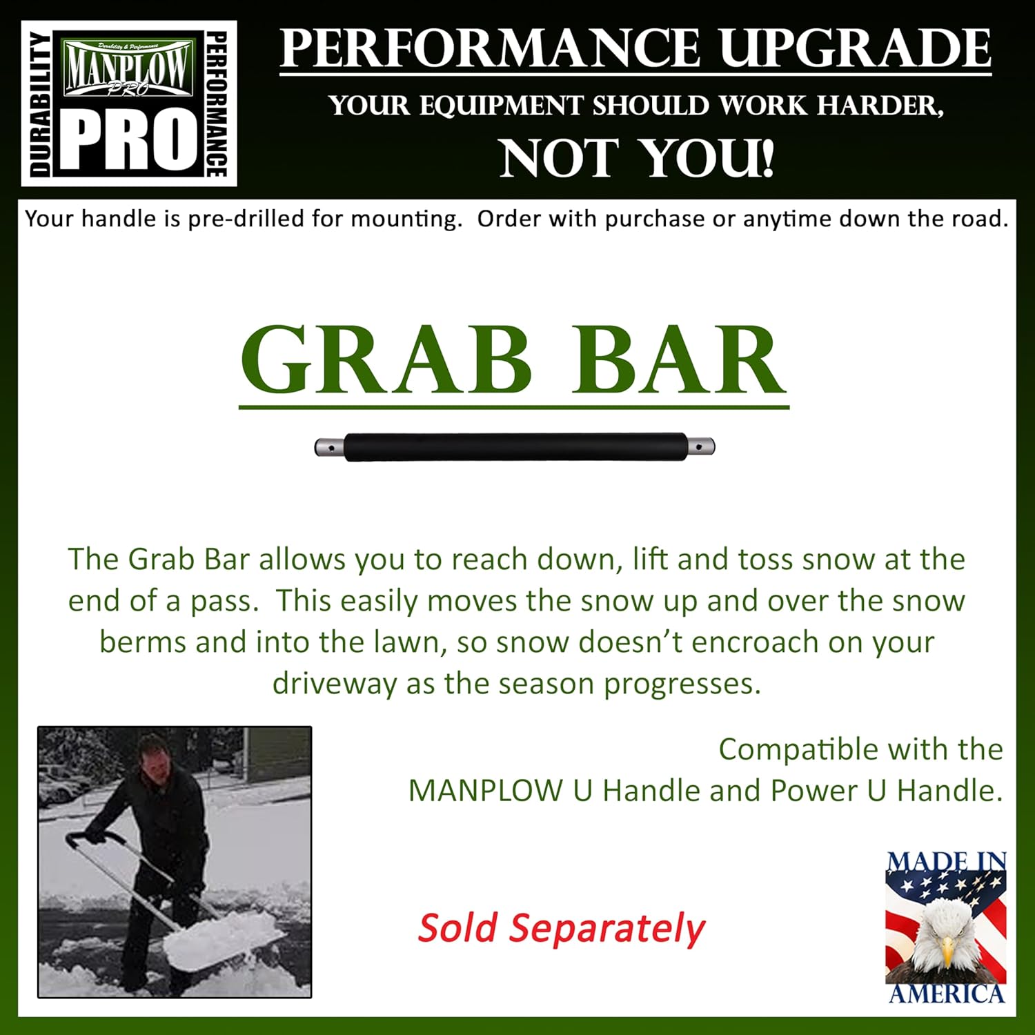 Manplow PRO24 PRO Snow Pusher, 24"