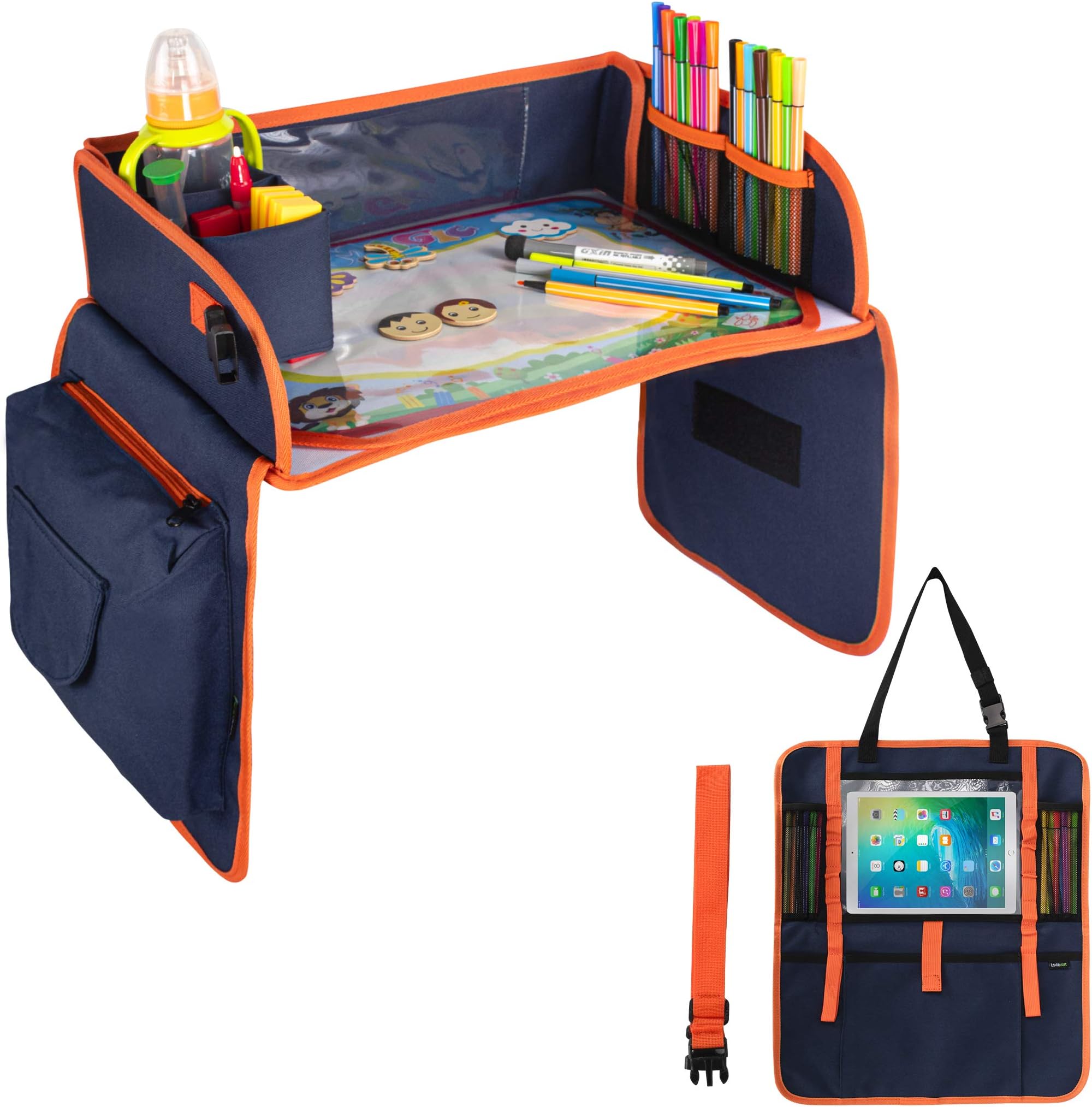 Coolmum Kids Travel Tray, Toddler Car Seat Tray, Double Sided Activity Organizer