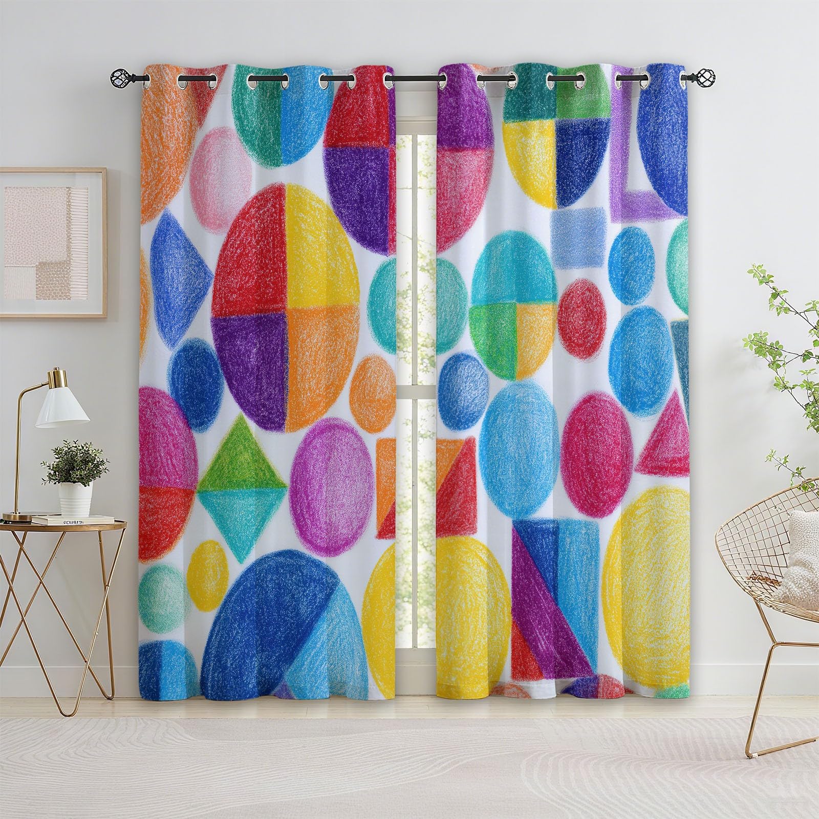 Kolor Termiczne zasłony zaciemniające 280 x 245 cm Ręcznie rysowane wzory geometryczne - izolowane zasłony odporne na zimno i ciepło, gruba tkanina, idealne do salonu, sypialni lub biura