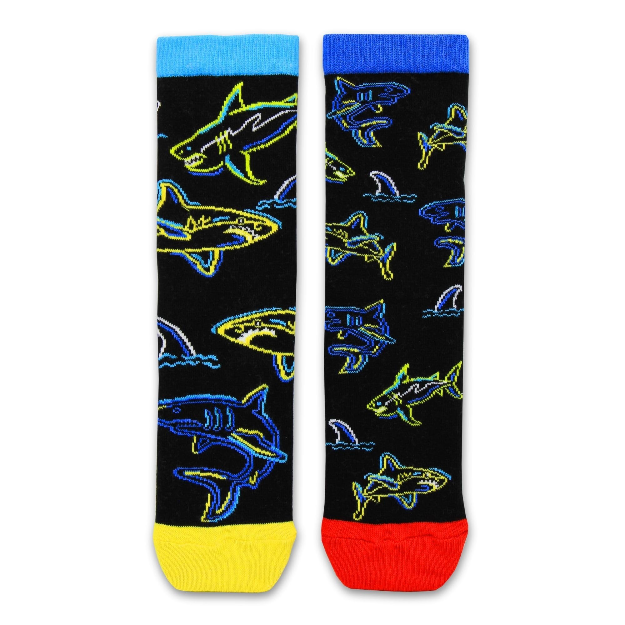 United Oddsocks Bite Kids Odd Pair – 1 Mismatched Sock With Colourful Shark Adventure Design, Cotton-Rich, Comfortable Fit, Novelty Style – Uk 12–5.5, Eur 30.5–38.5, Us 13.5–8 – Fun Gift For Kids