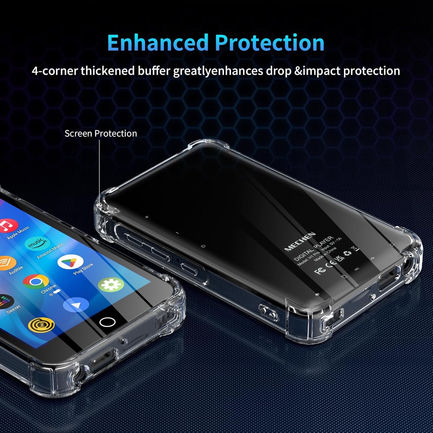 Przezroczyste, odporne na uderzenia silikonowe etui ochronne do MECHEN 4,0 cala Android Bluetooth MP3 Player H1 Pro H10