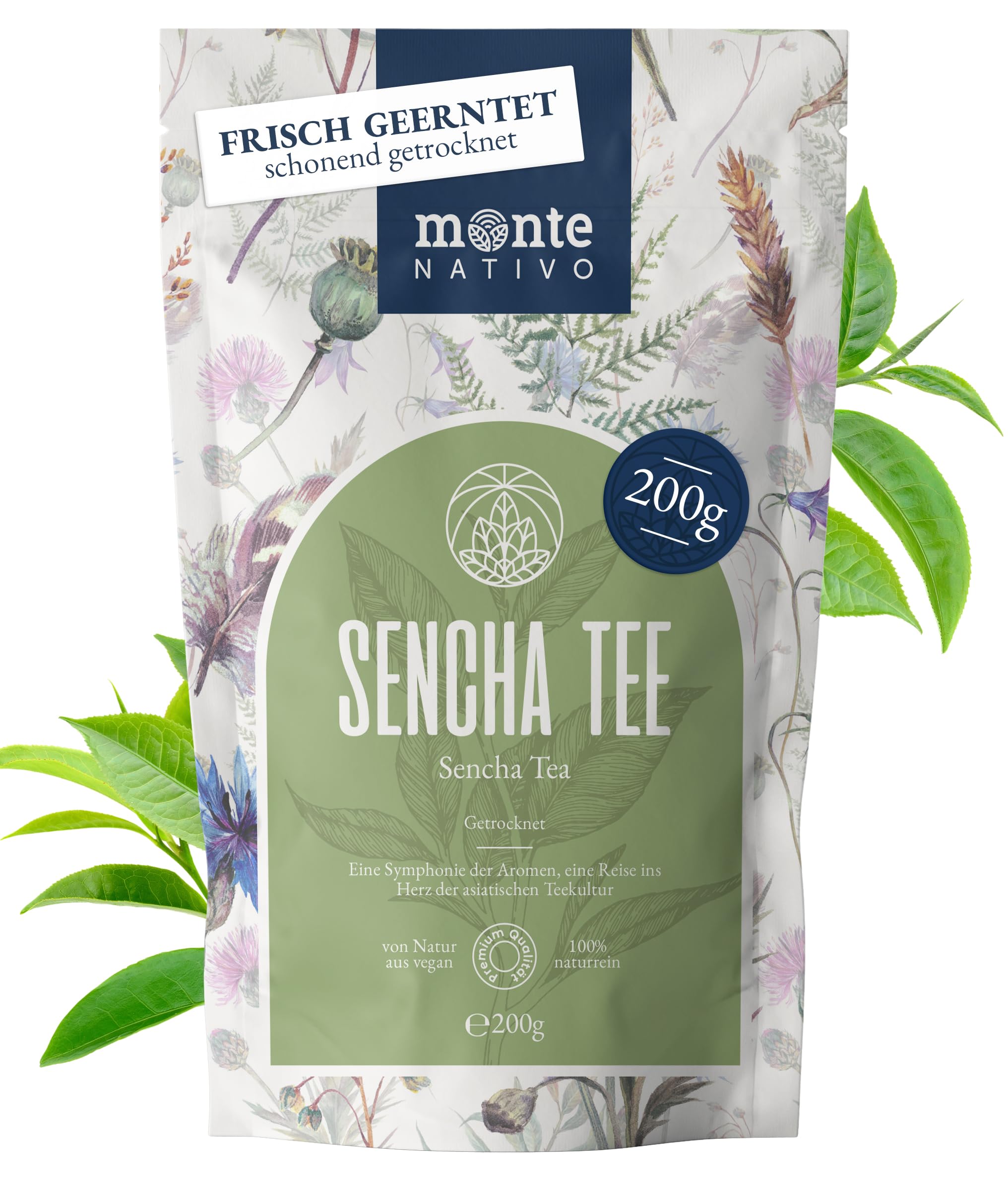Sencha Grüner Tee Monte Nativo (200g) - Hochwertig und aromatisch - 100% natürlich - Ideal für einen köstlichen Aufguss