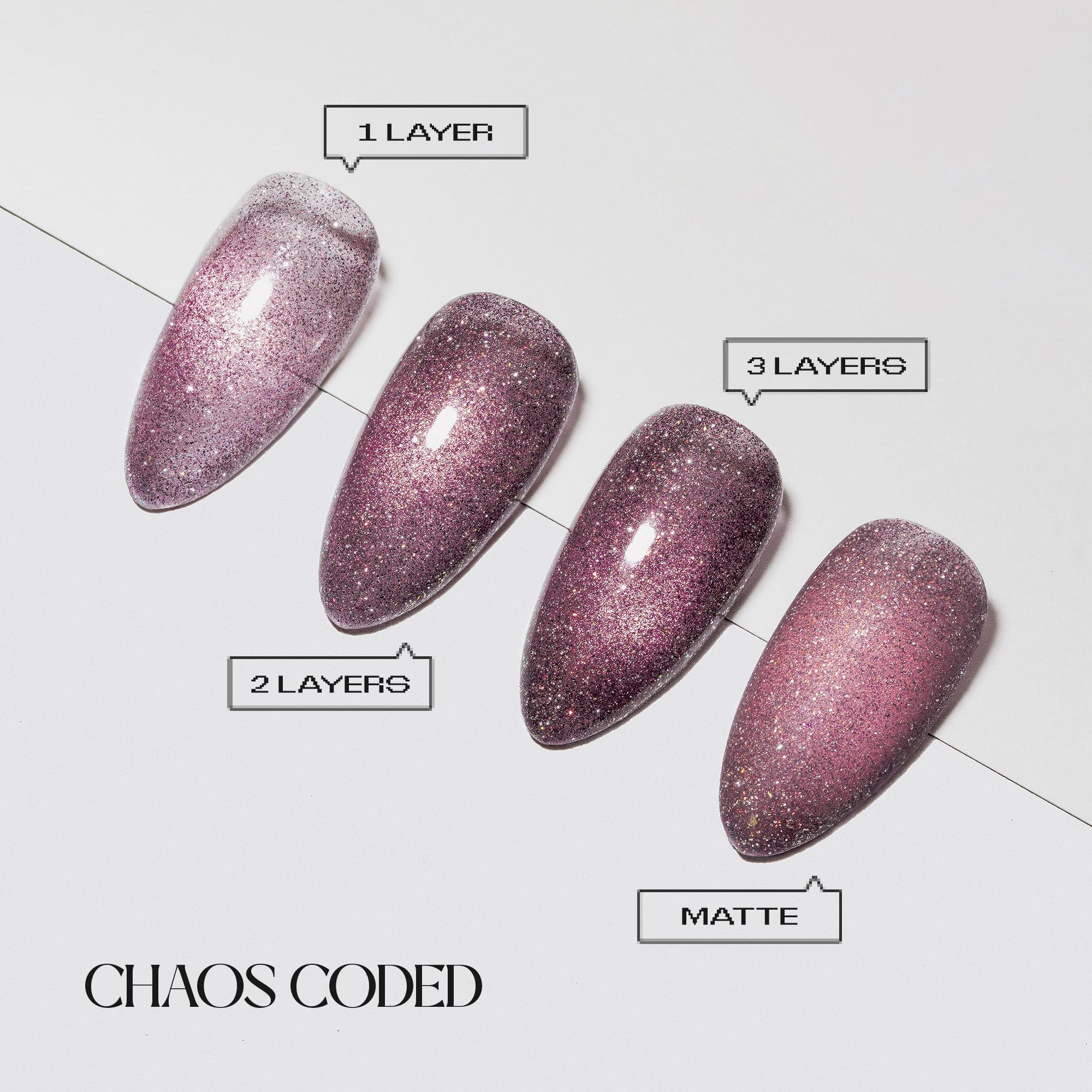 Aprés Prismatic Gel Color, set da 3 (Dual Cherry Trio) | Smalto gel bicolore cangiante, privo di HEMA e TPO, con effetto occhio di gatto, perlato e glitter flash