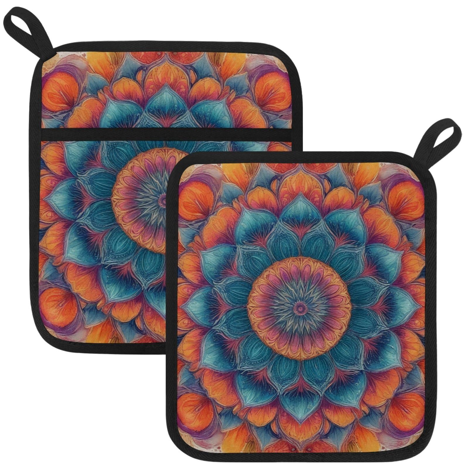VAPOKF Mandala Texture Pot Holder, Heat Resistant Oven Cloths, Potholders & Oven Gloves, for Kitchen Cooking & Baking, Thick & Safe, Protection of Hands From Hot Utensils