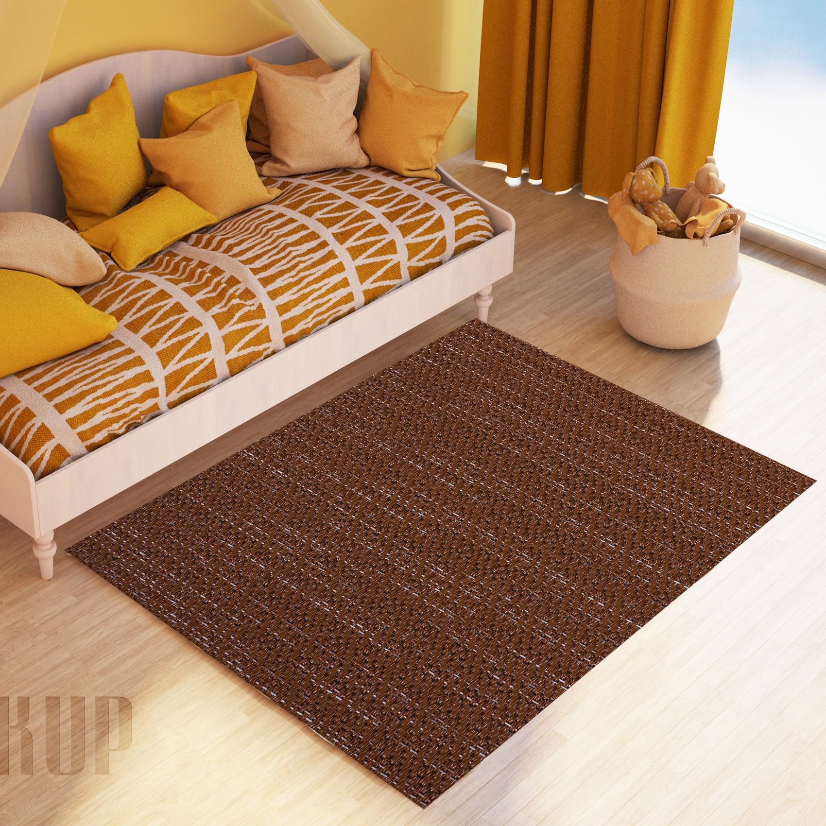 Tapis de cuisine devant évier marron anti-glisse de 70x450 cm pour sécuriser le sol