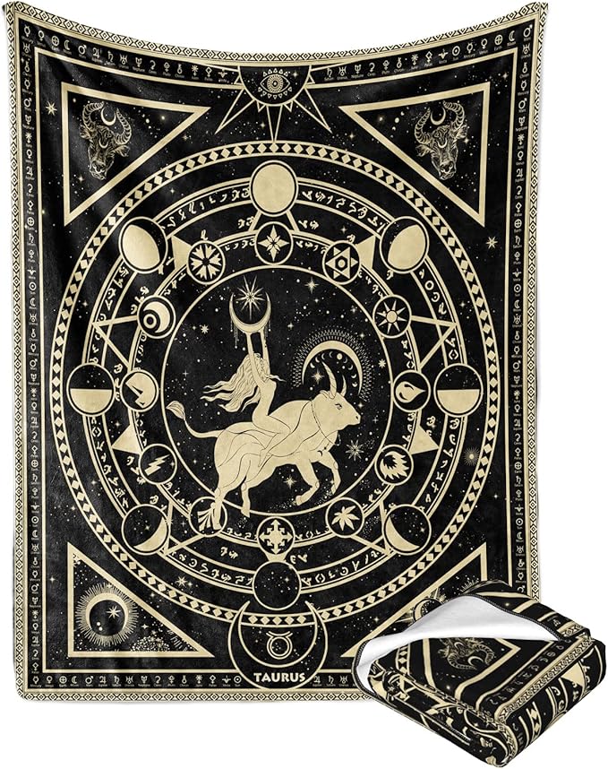 Taurus Zodiac Blanket, Taurus Zodiac Gifts for Women Moon Constellation Throw Blanket Astrology Decor Witchy Gothic Soft Blanket 60