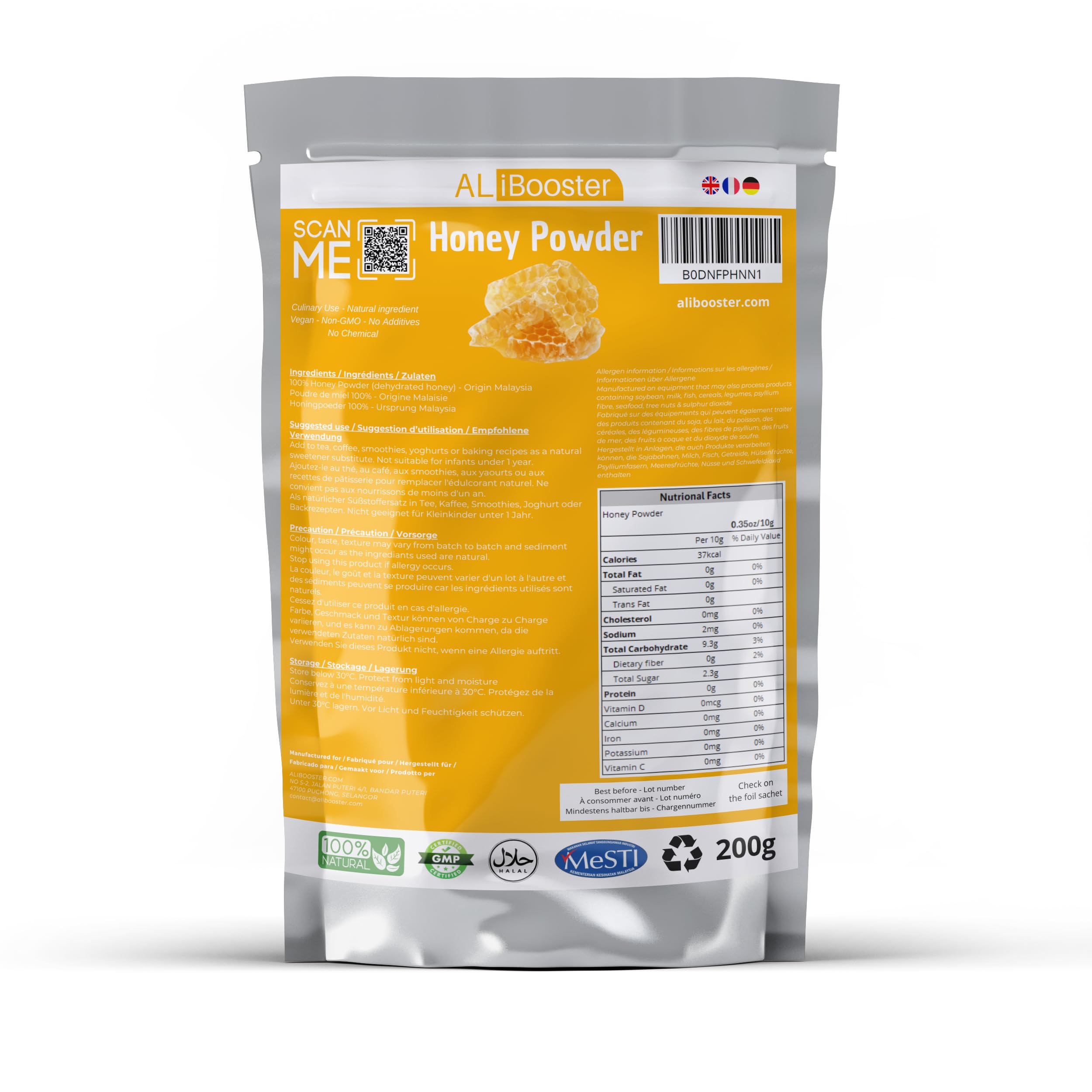 Puderhonig 200g rein 100% natürlich ohne Zusatzstoffe - Für Suppe, Smoothies, Kaffee, Getränke, Backwaren (Packung mit 2)