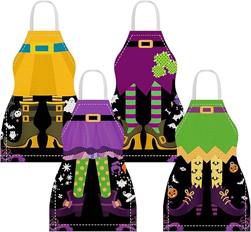 YLOLUL Halloween Apron Witch Cooking Aprons Halloween Party Decorate Happy Halloween Kitchen Aprons for Kids Kitchen Decor