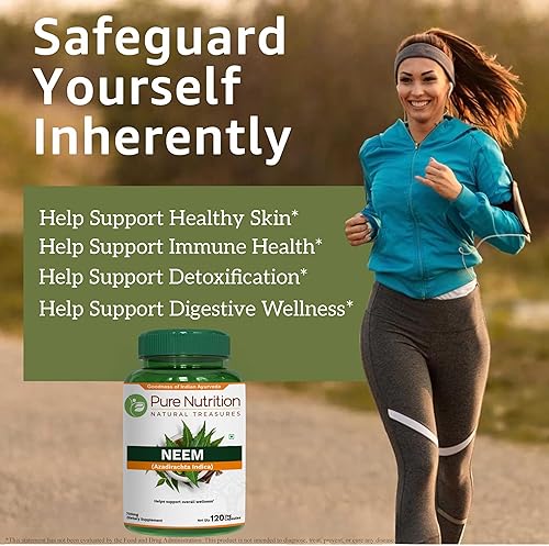 Miniatura 6 de Pure Nutrition Cápsulas de Neem de 700 mg (equivalente a 2600 mg de polvo de hoja de neem y polvo de corteza) sin OMG, una vez al día, suministro de