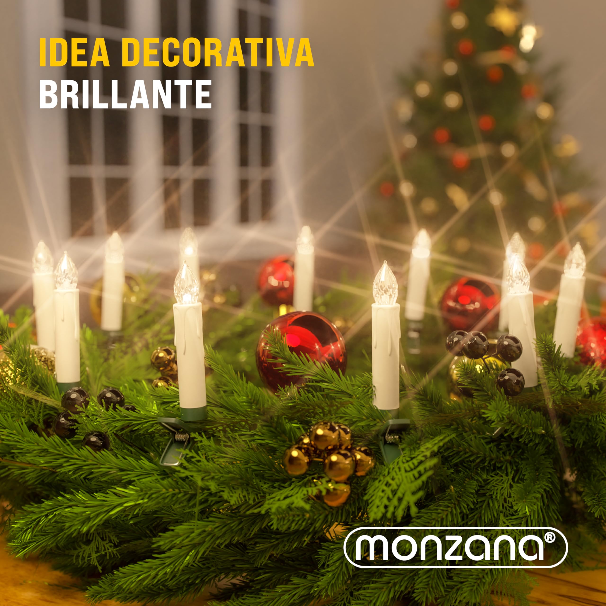 Deuba Velas LED Árbol Navidad Set de 30 Temporizador Blanco Cálido