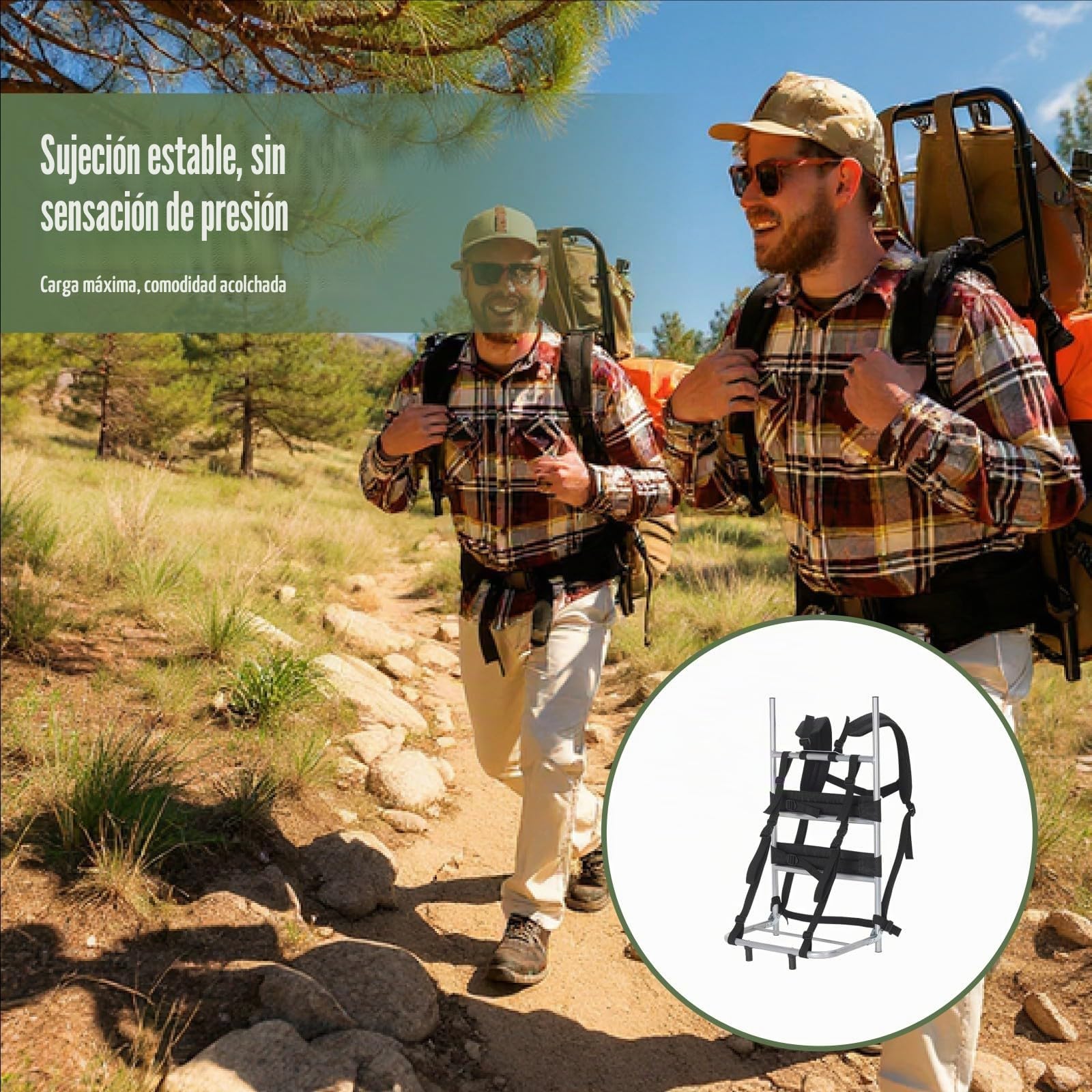 MagiDeal Mochila con Marco de Transporte Pesado, Soporte portátil, Resistente, Ligero, Marco de Bolsa Plegable de Nailon de Aluminio para Senderismo
