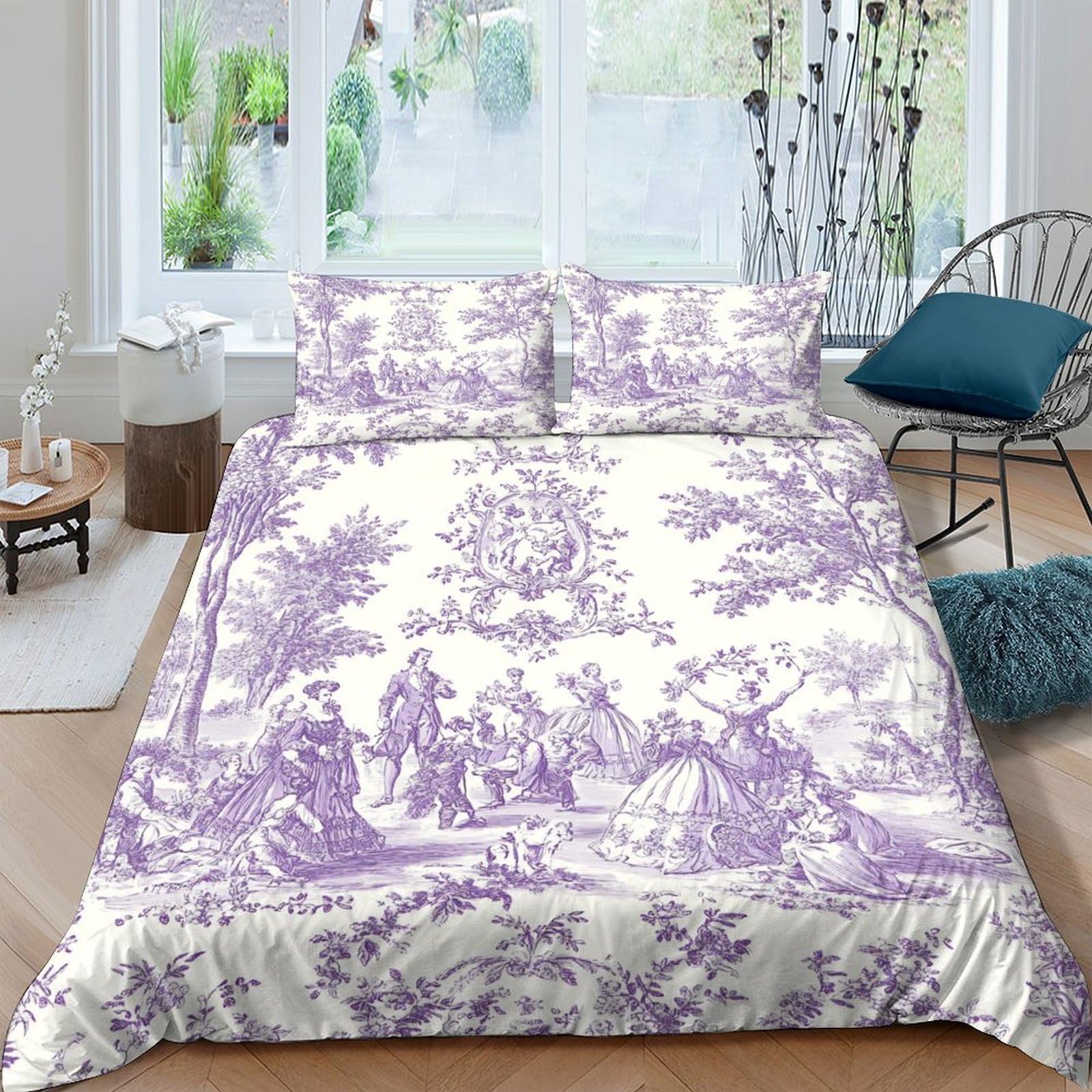 Linge de lit violet orchids 3D imprimée ensemble de literie King