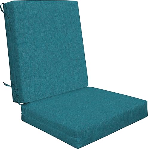 Miniatura 1 de Honeycomb - Cojín para silla de comedor con respaldo alto y textura para interiores y exteriores, verde azulado texturizado, relleno de poliéster