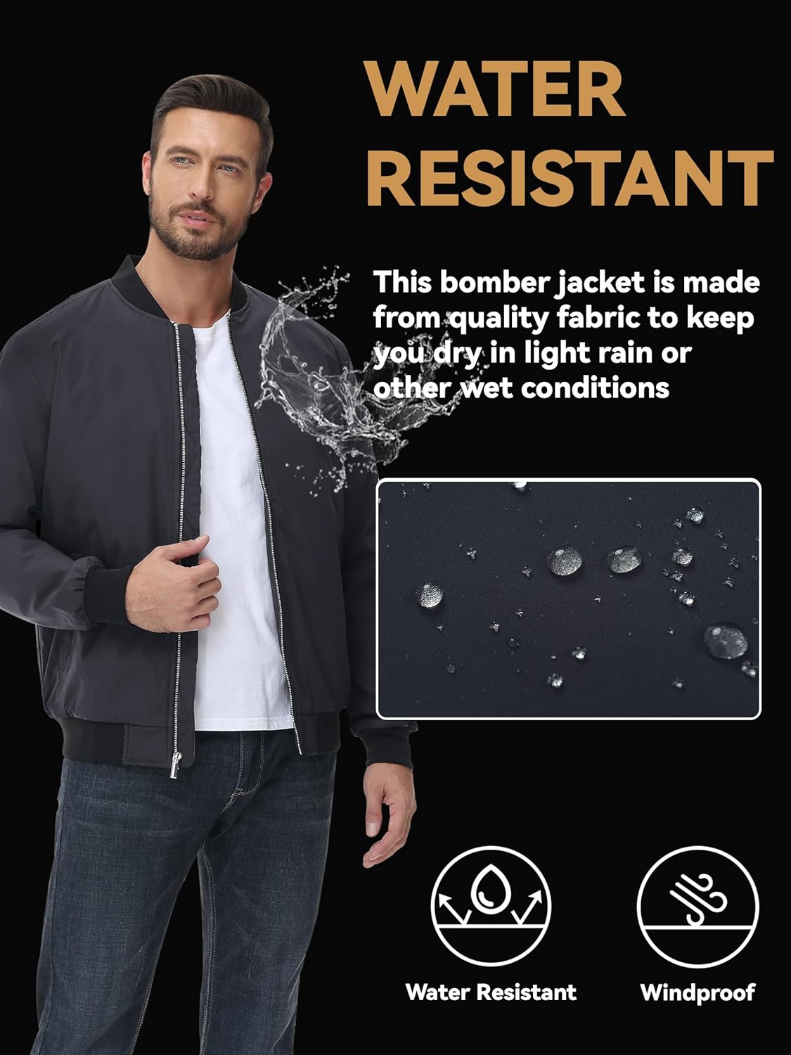 EKLENTSON Men's Bomber Jacket Thermal Quilted Lined Jacket Warm Winter Coats Full Zip Windbreaker Casual Jackets with Pockets - Image 4