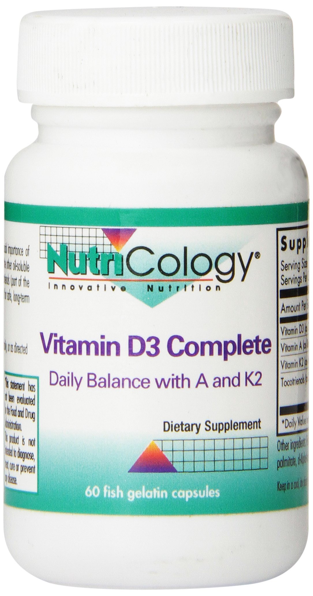 Nutricology Vitamin D3 Complete with Vitamin A and K2 Capsules, 60