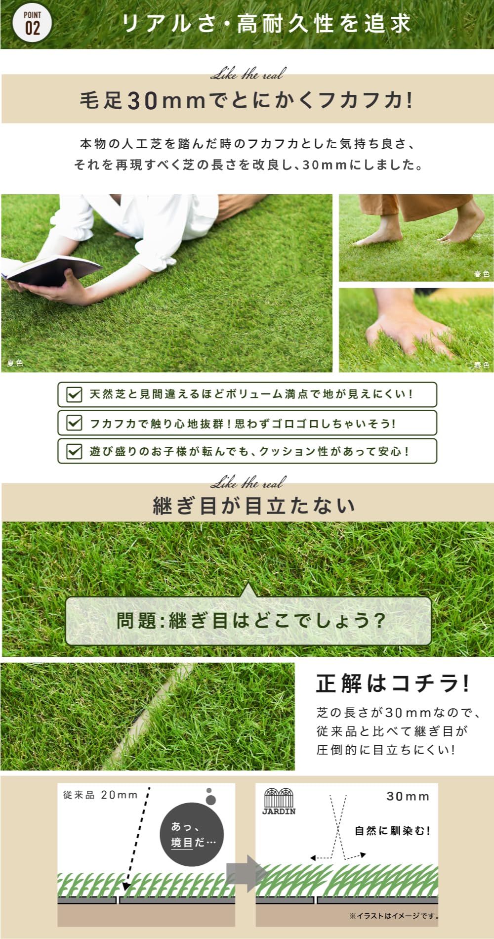 人工芝 1×10m 春色【JARDIN】 Amazon | JARDIN(ジャルダン) 人工芝 1mx10m 防草 芝生 人工芝生 人口