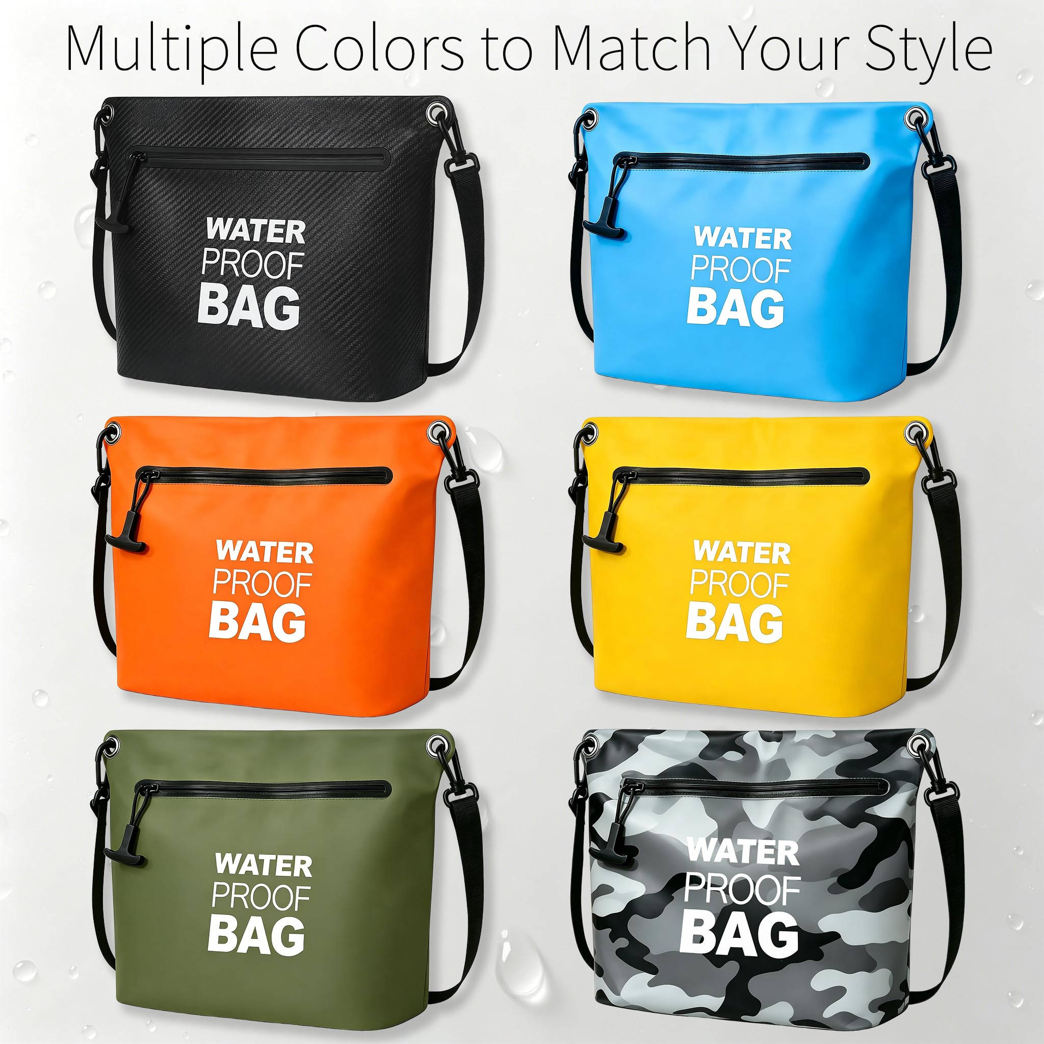 Borsa Impermeabile a Tracolla con Cerniera Ermetica, Borsa Dry Bag Leggera con Tracolla Regolabile per Spiaggia, Nuoto, Viaggi e Uso Quotidiano (giallo)