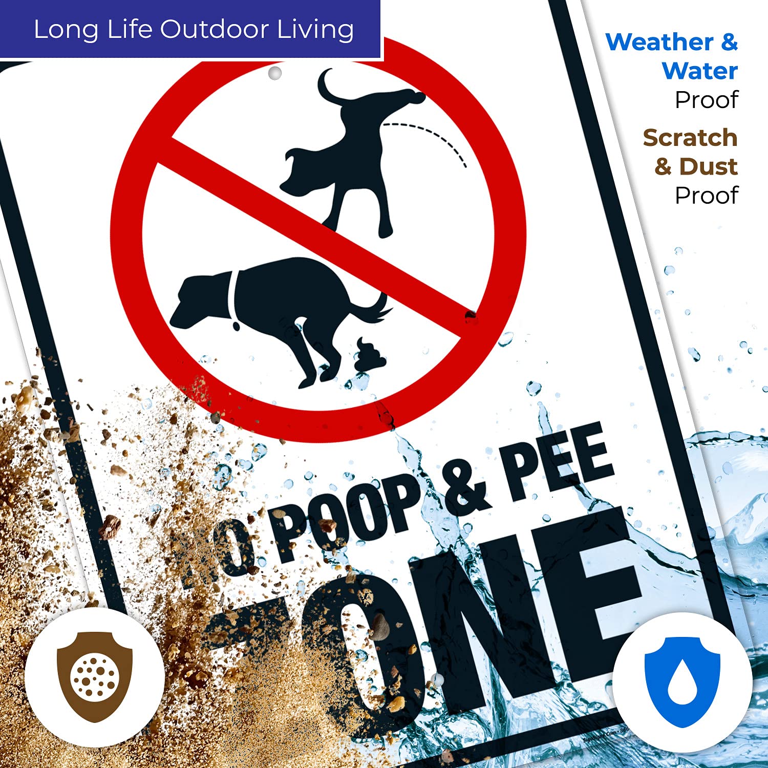 No Poop and Pee Zone 18x24 Inches, Rust Free .063 Aluminum, Fade Resistant, Made in USA
