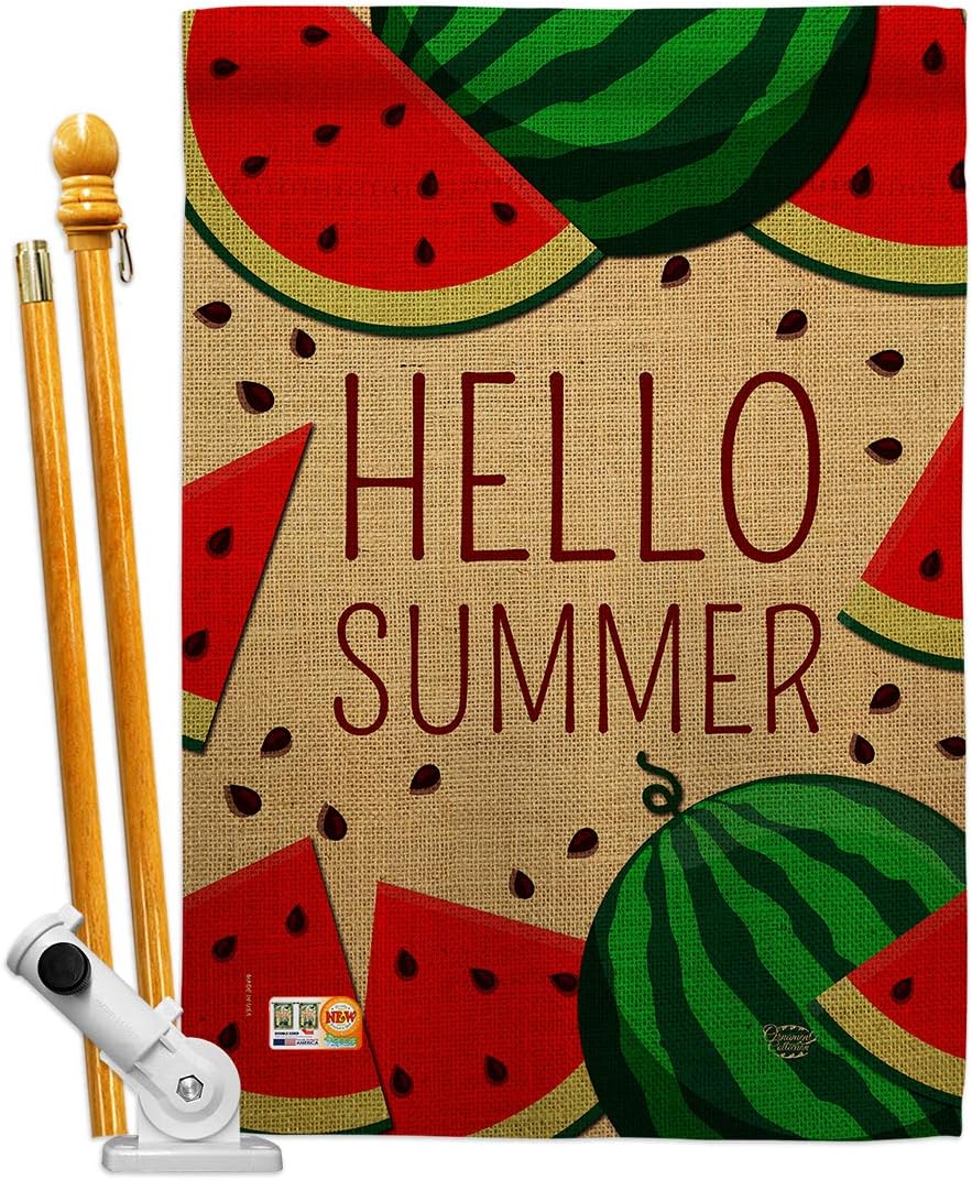 Watermelon Summer House Flag Summertime Fun and Sun Beach Pool Luau Tropical Party Season Outdoor Sunny Small Decorative Gift Yard Banner Double-Sided Made In USA 28 X 40