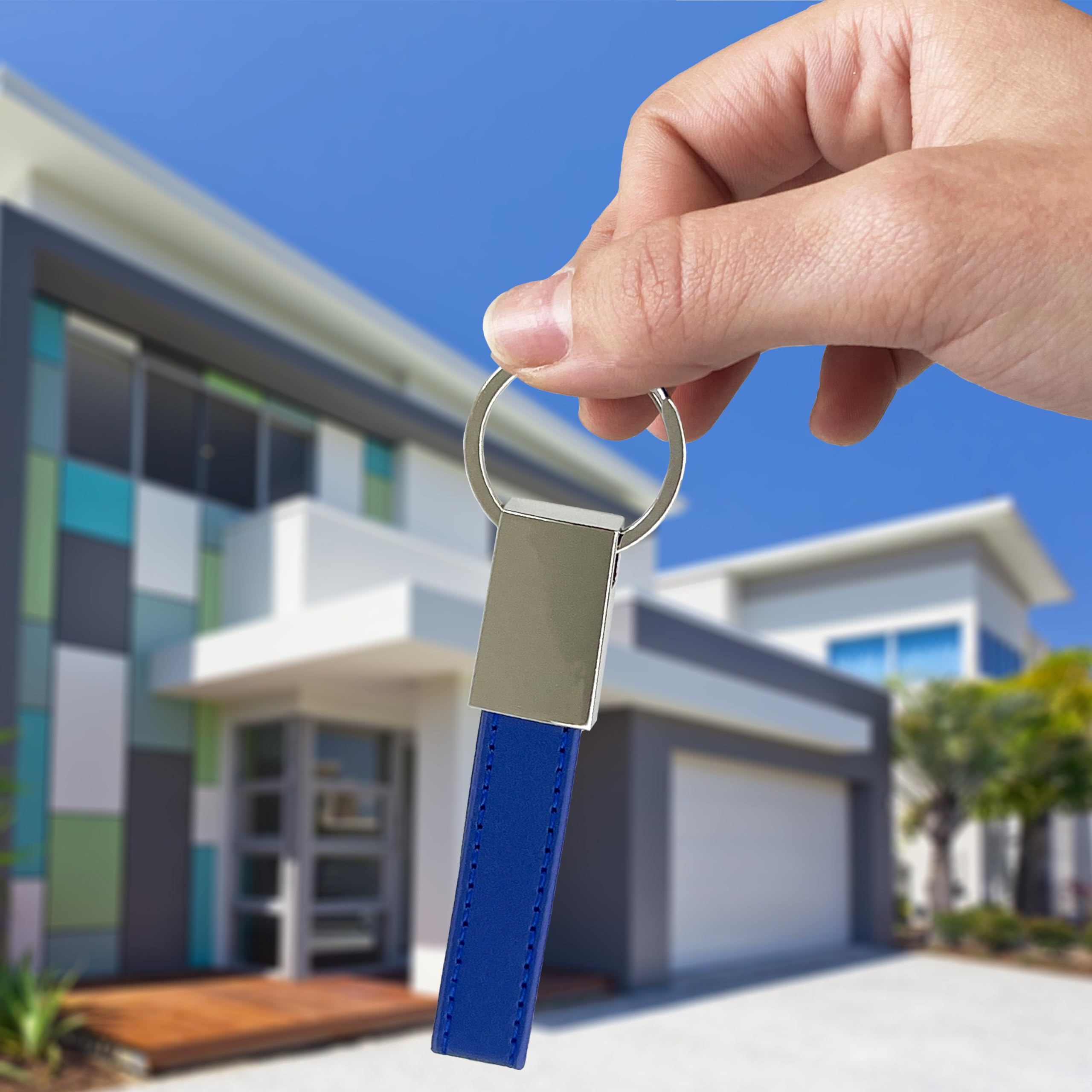 pubblimania Portachiavi in ecopelle elegante con anello. Utile per le chiavi di casa, auto, moto, scooter, cancello. Leggero e molto resistente