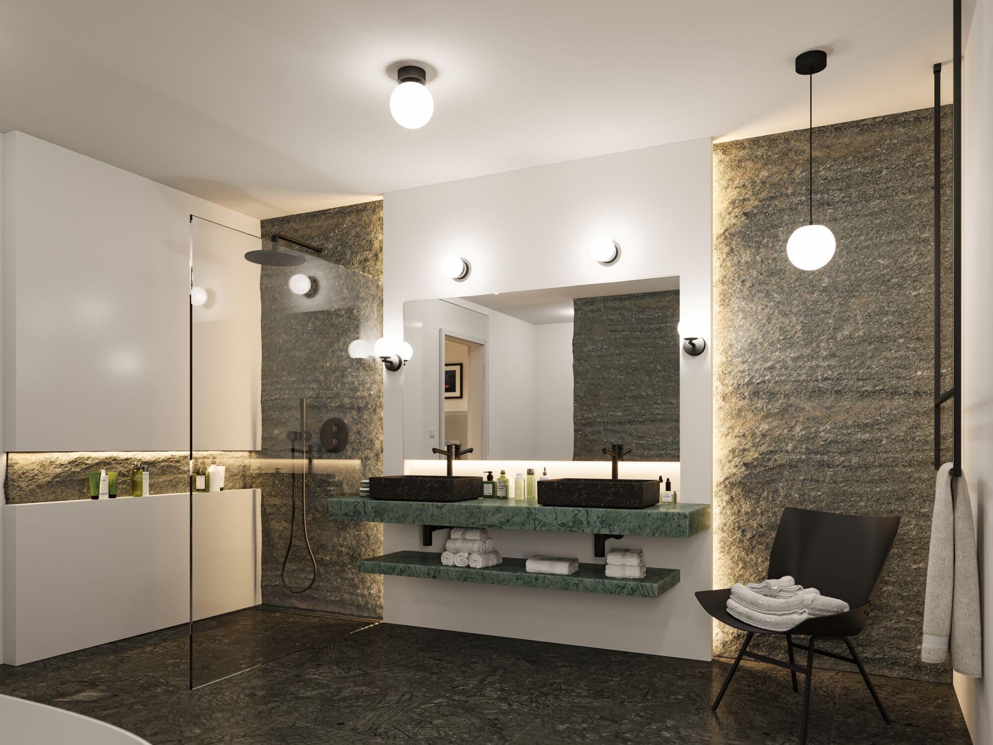 Paulmann 71073 Lampada a sospensione LED Selection Bathroom Gove IP44 9W nero opaco, satinato Luce da bagno