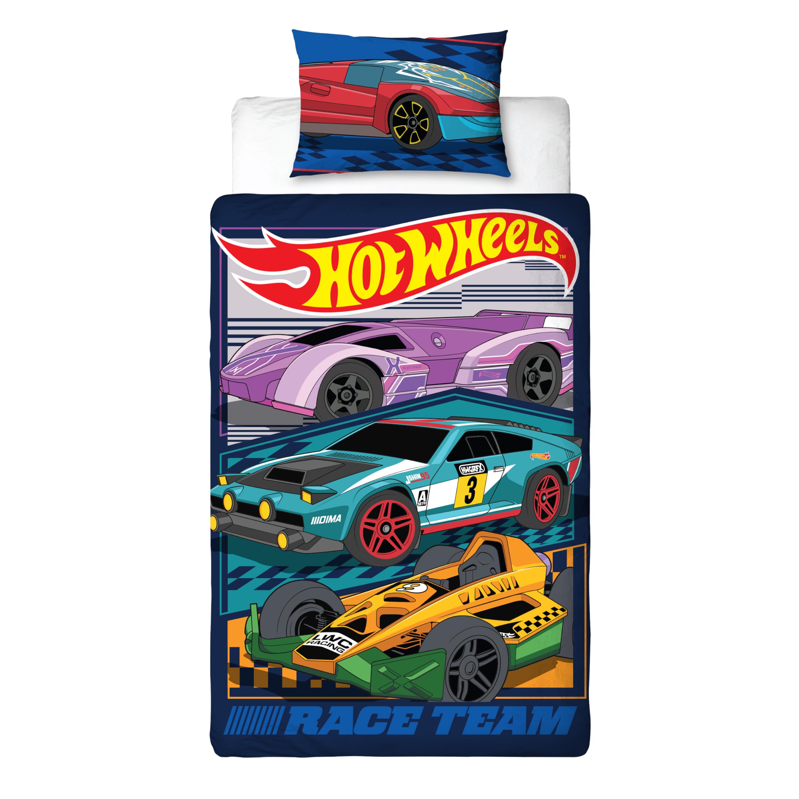 Hot Wheels Set Copripiumino Singolo Ufficiale | Design Motorway | Copripiumino Reversibile 2 Lati Incluso Federa Coordinata | Perfetto per Camerette Bambini | Polcotone