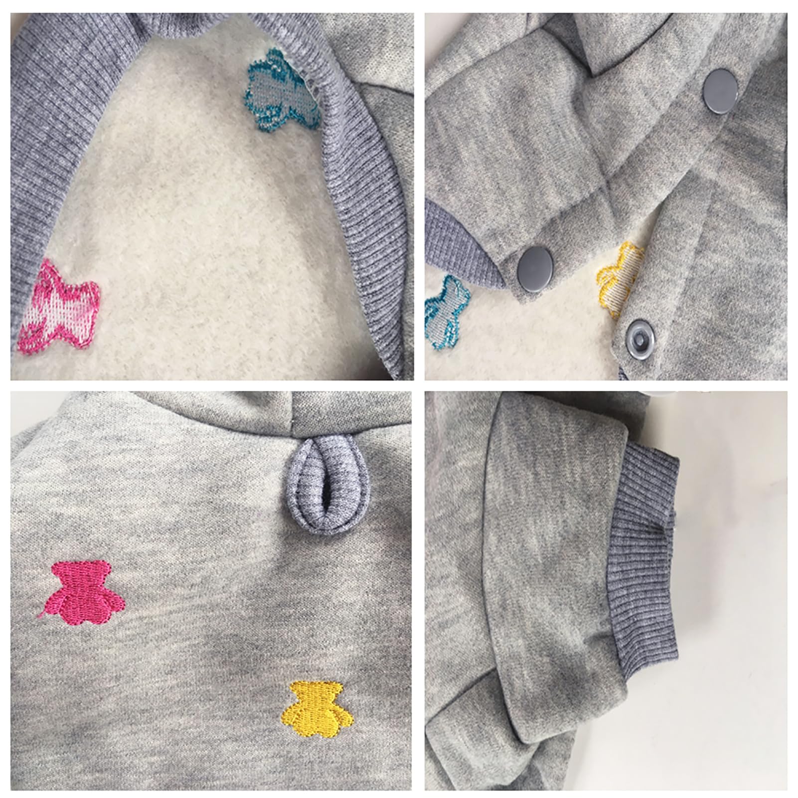 LeerKing Sweats à Capuche pour Chien Chaud Sweatshirt en Coton Chiot Vêtement pour Moyen Petit Chien Chat Gris XXS