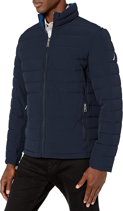 Nautica Men's Reversible Midweight Puffer Jacket, Wind and Water