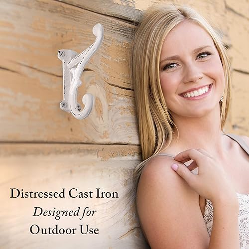 Miniatura 2 de Ganchos rústicos de hierro fundido (paquete de 3) color marrón oscuro rústico, para montar en la pared, decoración de granja, ganchos de pared