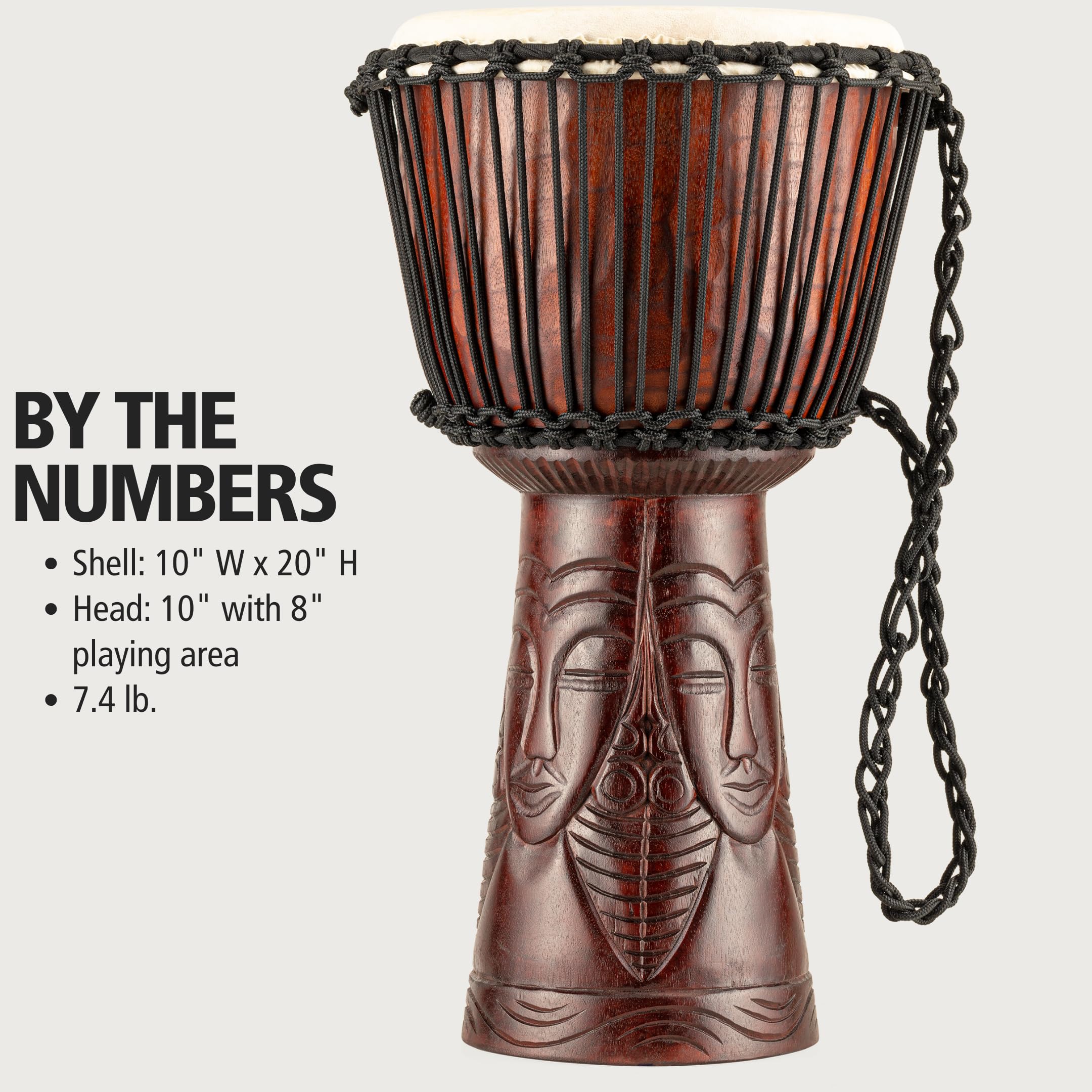 Meinl Percussion African Style Djembe – Percussion à Main Moyenne Taille – Avec Peau de Chèvre – Diamètre 10 pouces – Acajou, Marron (PROADJ4-M)