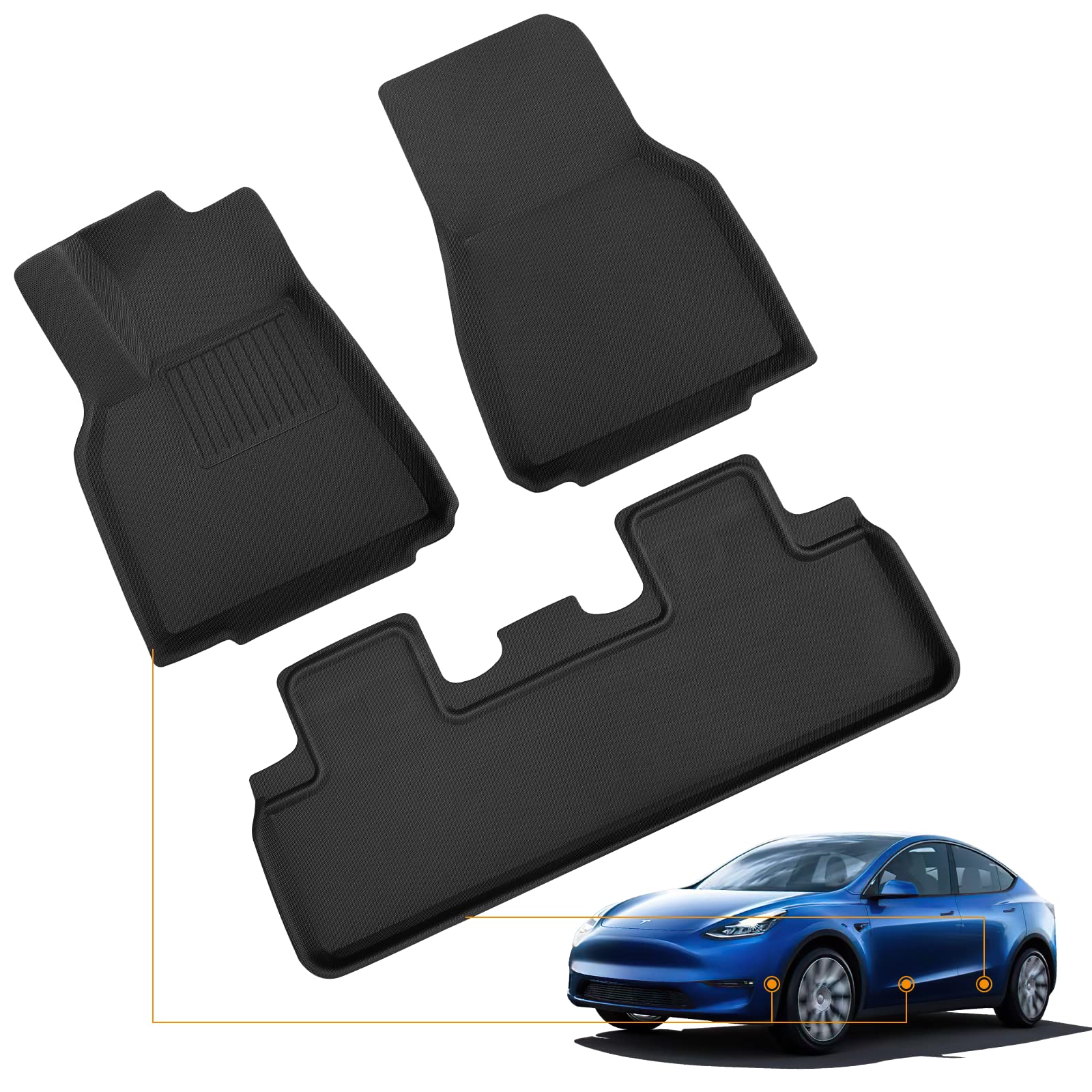 Buy DiffCar Tesla Model Y Floor Mats Fit 2022 2021 Tesla Model Y, Black XPE Premium All Weather