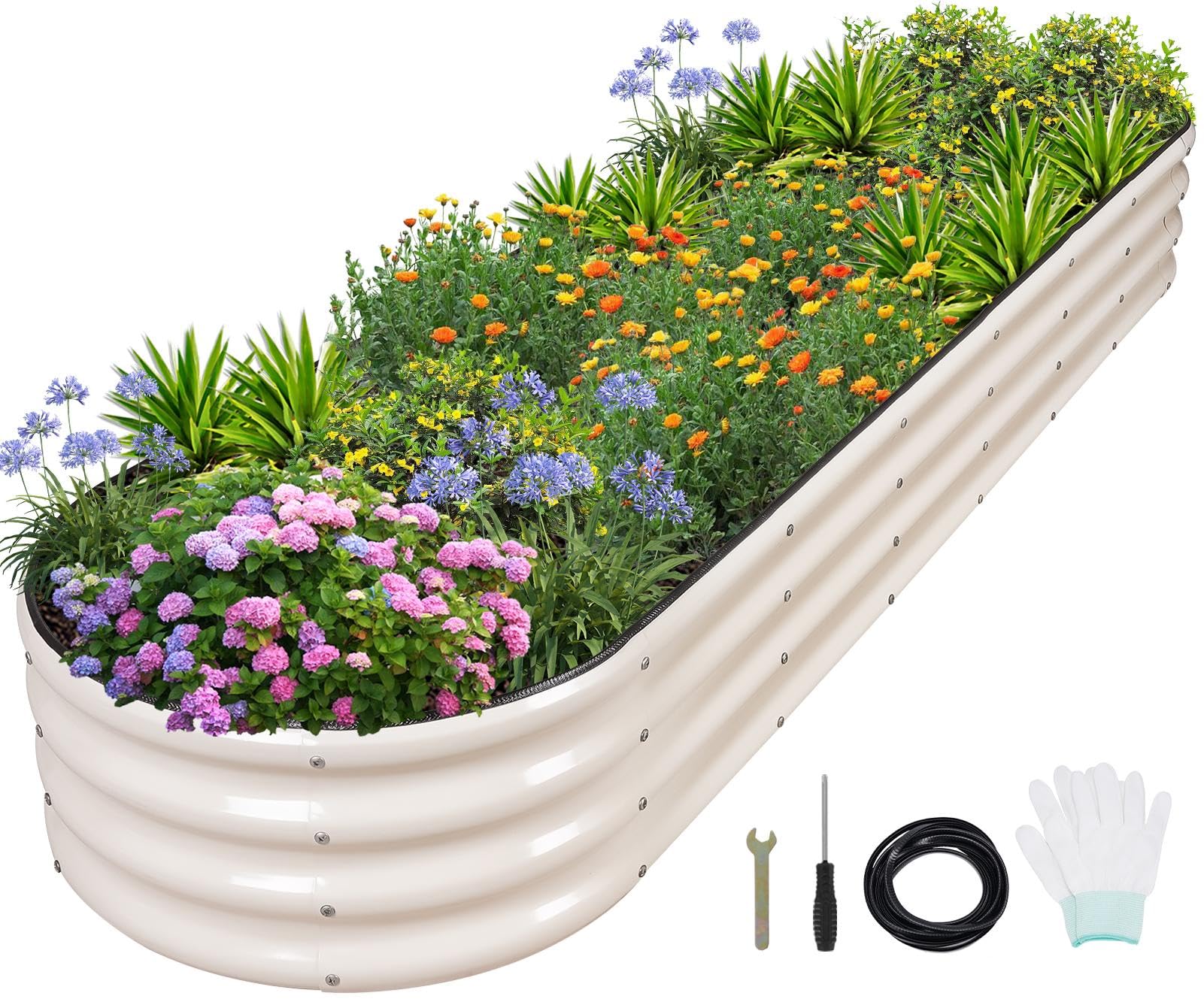 1MORE Galvanized Raised Garden Bed- Planter Garden Boxes Outdoor, 8x2x1ft