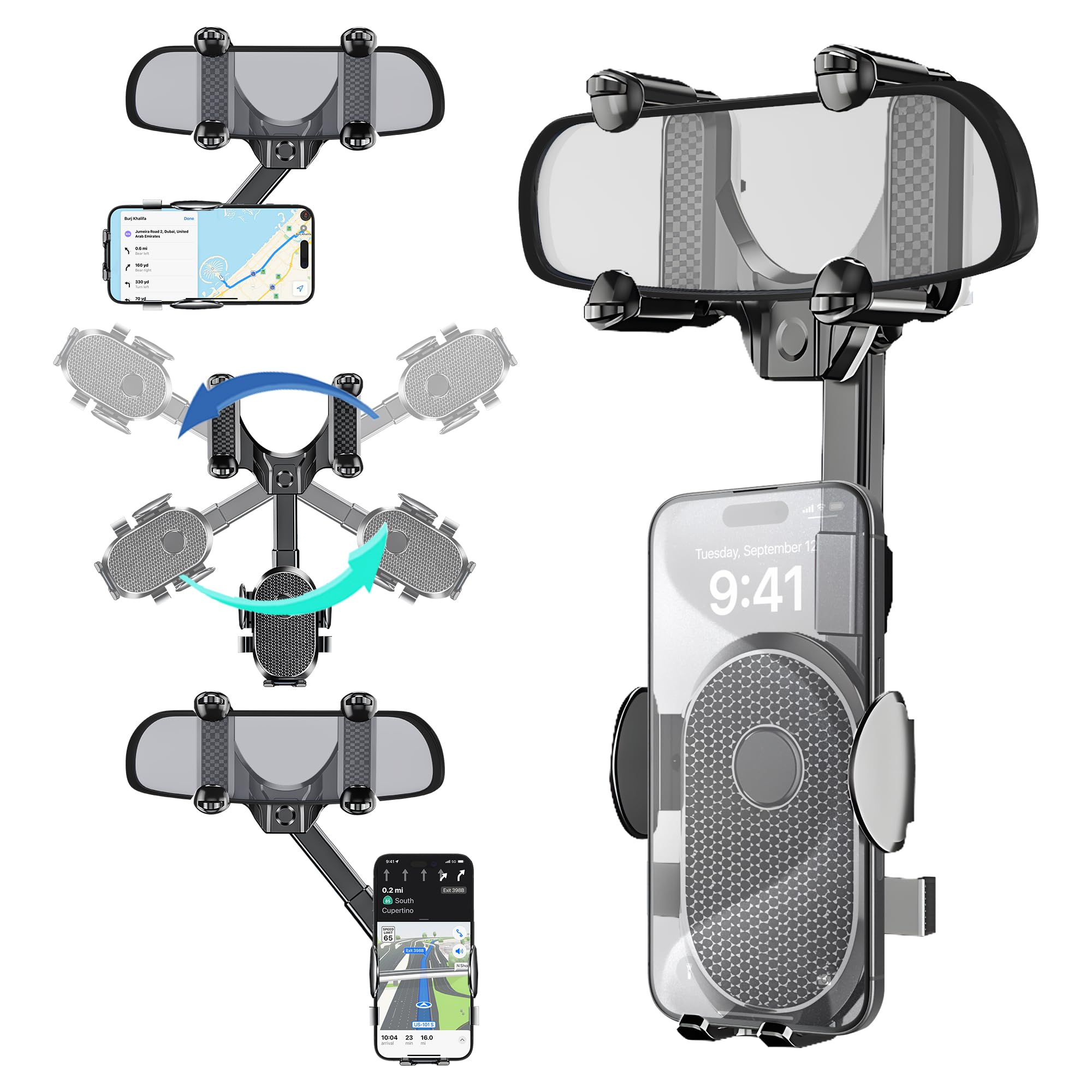 Amazon.co.jp: Seltureone バックミラー スマホホルダー 車載携帯電話 