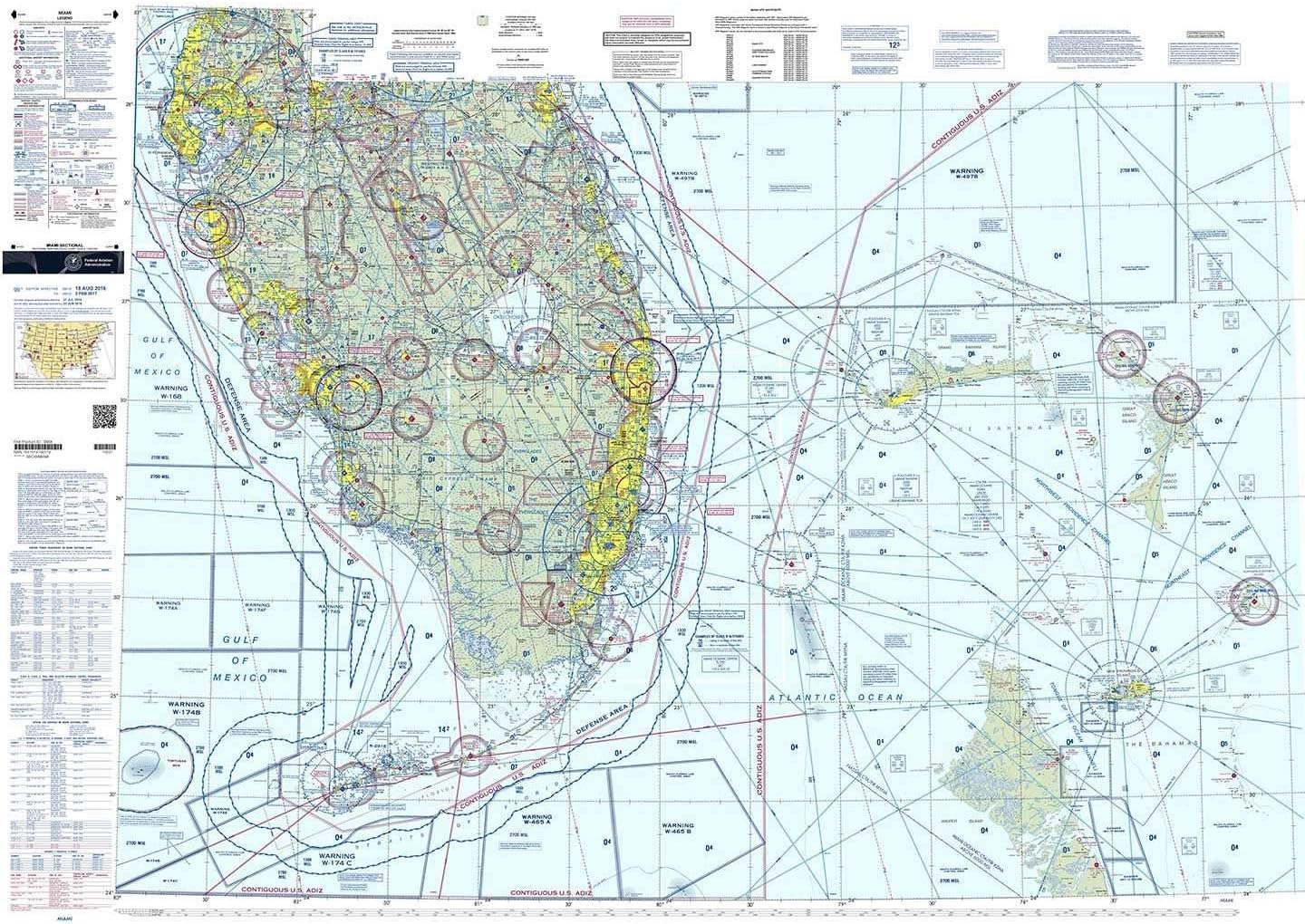 FAA Chart: VFR Sectional Miami (Rolled NOT Folded) Current Edition