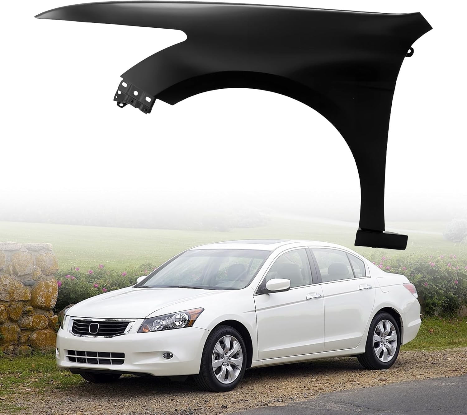 Primed Fender Front Left Driver Side Fits for 2008-2012 Honda Accord 4-Door Sedan Replaces HO1240173