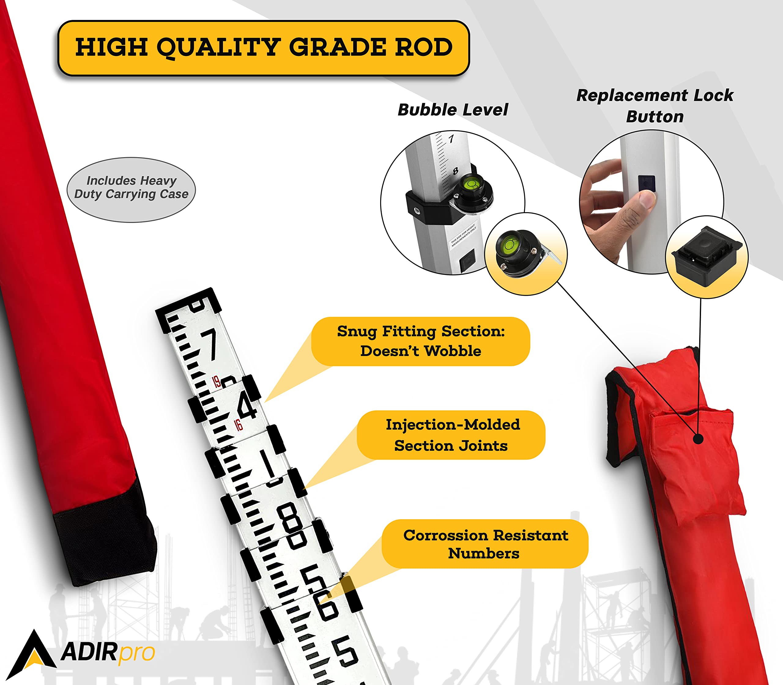 Snapklik.com : 20-Foot Aluminum Grade Rod 10ths, Dual Sided 6-Section ...