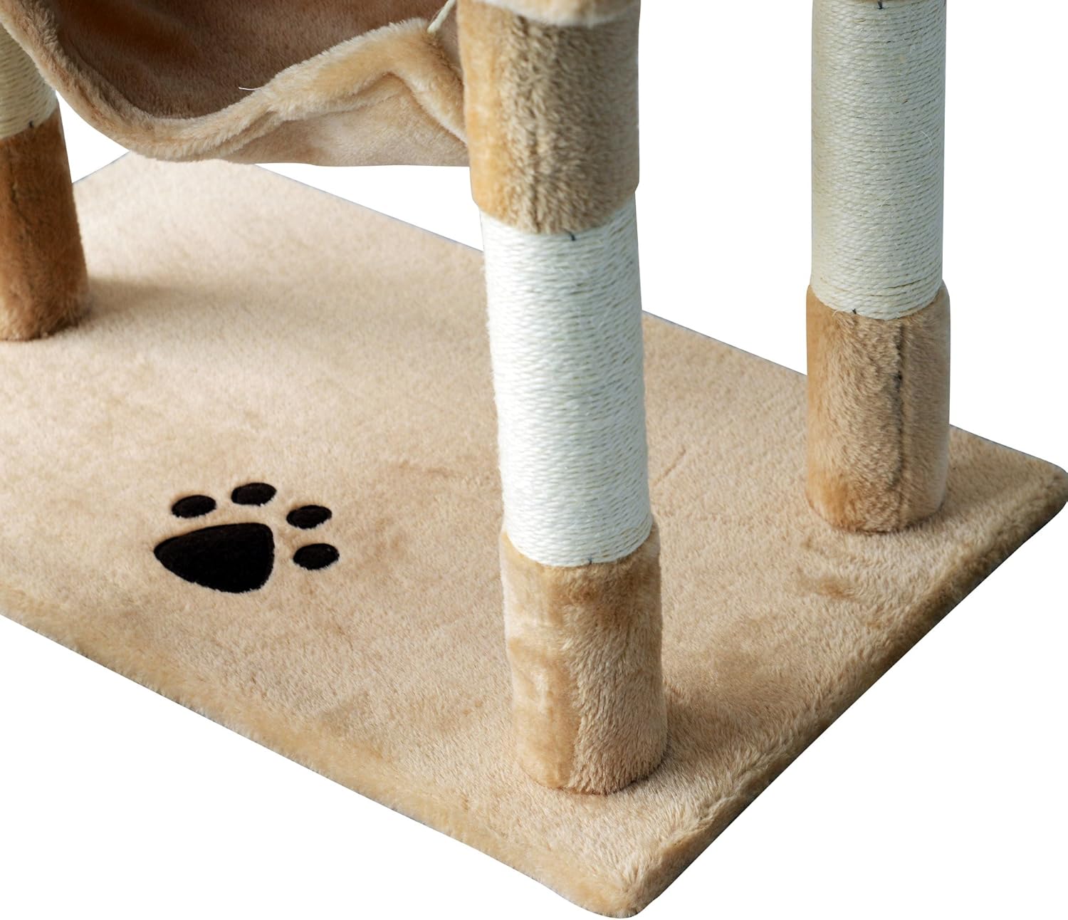Base of the cat tree with paw print