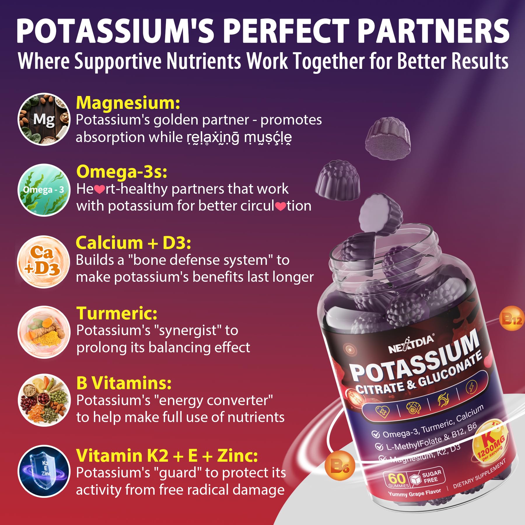 Potassium Citrate & Potassium Gluconate Supplement,1200mg Potassium Gummies — Amazon image 5