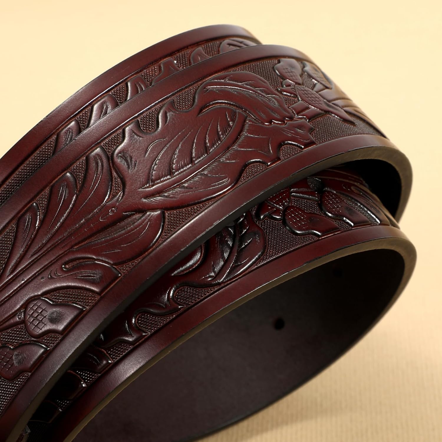 TRIWORKS Western Belt for Men without Buckle Cowboy Leather Belt Country Belt 1.5”Embossed Leather Belt Strap - Image 7