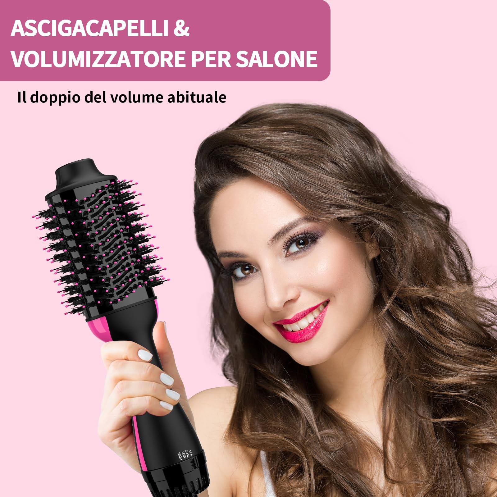 Sawop Asciugacapelli e Volumizzante in Uno, 1200W Phon Styler Con Ioni Negativi Anti-Crespo, Cilindro in Ceramica al Titanio, Spazzola Raddrizzante