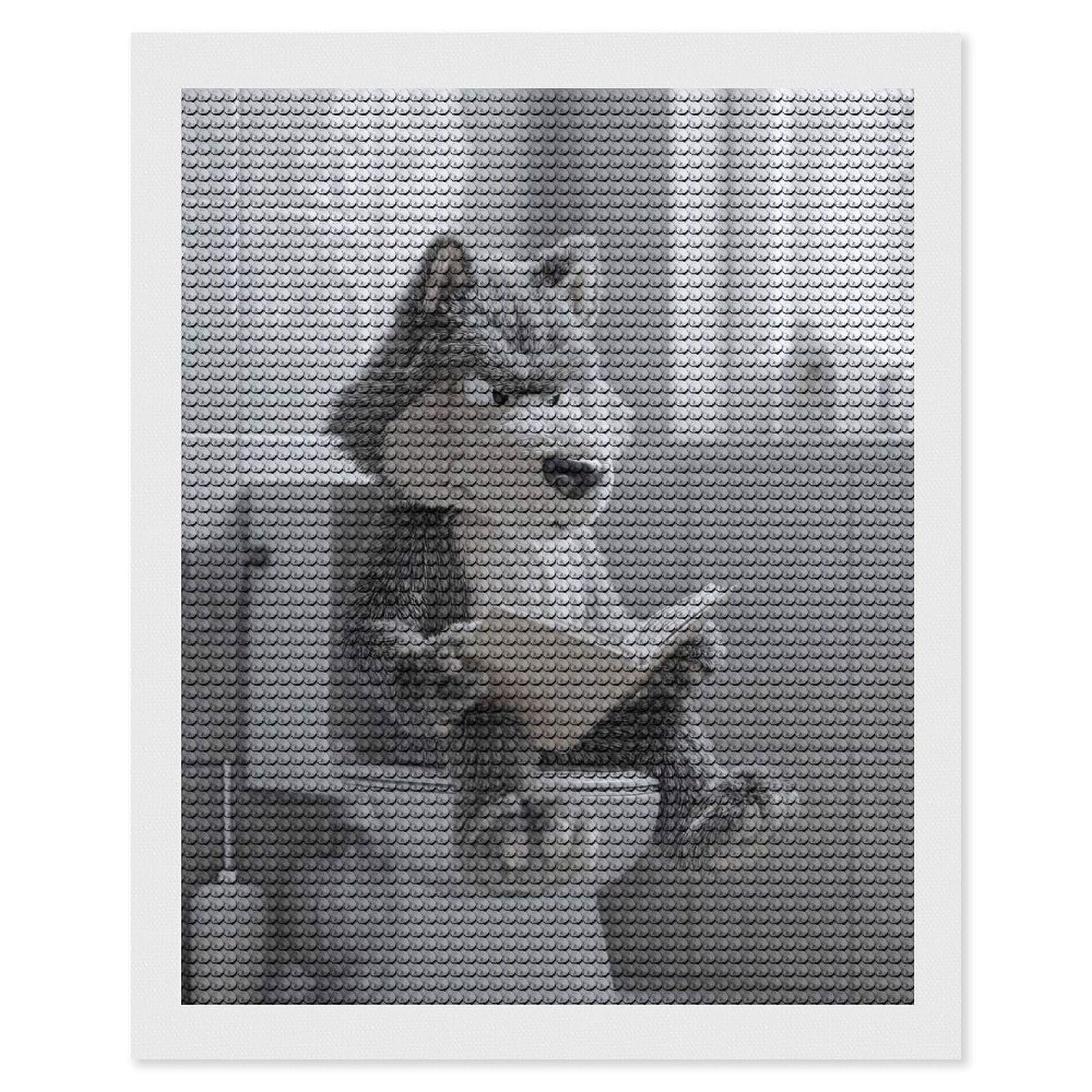 Junmoney Wolf Reading on The Toilet 5D Diamond Painting Kit 16"x20", Relaxing DIY, Mindful Craft Project, Full Kit Included, Thoughtful Present