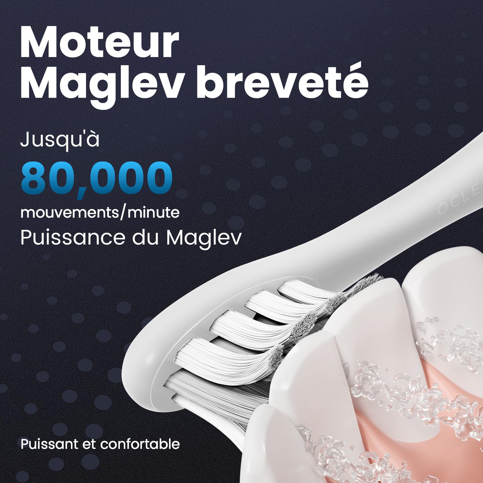 Oclean X10, Brosse A Dents Electrique, Brosse À Dent Électrique Sonique avec Écran Intelligente, Charge Rapide 3h pour 60 Jours, 5 Modes, Minuterie de 2 Mins & Capteur De Pression, IPX7, Gris
