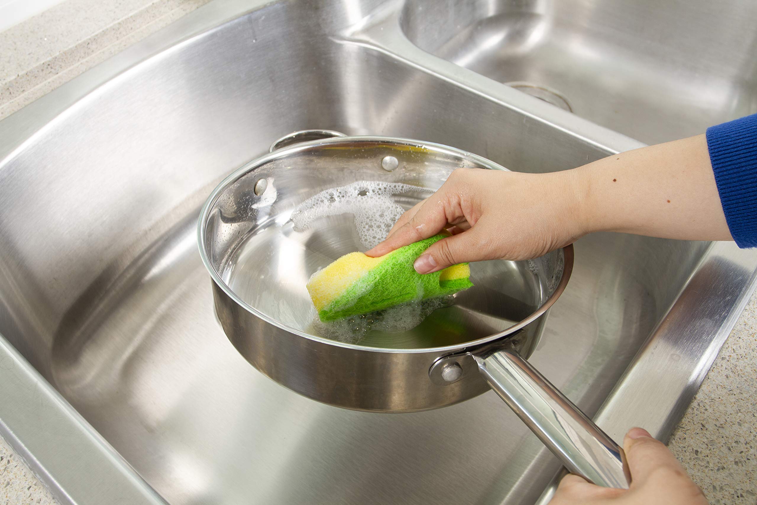 24 éponges à Récurer Naturelles Double Face - Pour Vaisselle, Poêles Antiadhésives Et Surfaces Délicates - Biodégradable