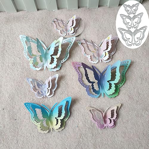 3 troqueles de metal de mariposa 3D, diseño de flores de primavera, marco de mariposa, plantillas de corte, plantillas de corte, álbumes de