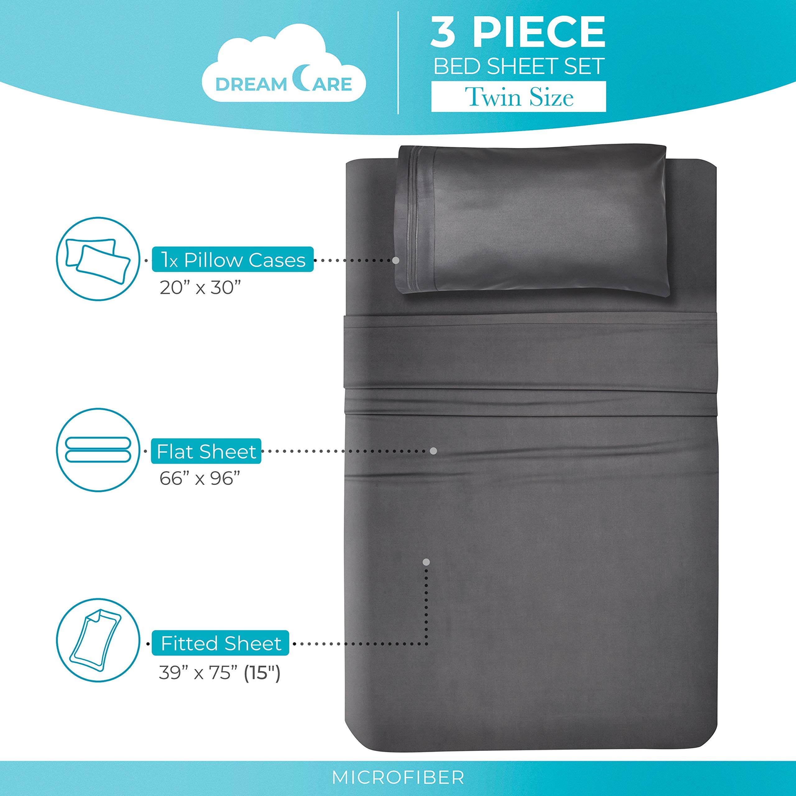 Amazon.com: DREAMCARE Twin Sheets - 3 pcs Breathable Cooling Bed