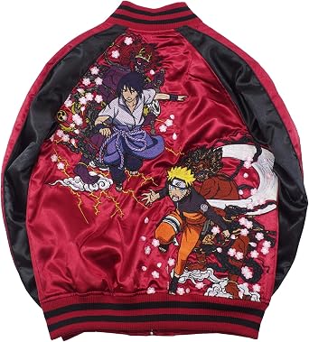 Amazon.com: [Directo desde Japón] NARUTO Licencia Oficial Naruto Raijin \u0026  Sasuke Fujin Sukajan Souvenir Chaqueta Manga Anime, Rojo : Ropa, Zapatos y  Joyería