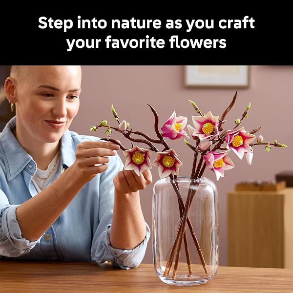 LEGO Botanicals Magnolia Branches Building Set for Adults, Ages 18+ - Gifts for Mothers Day - Artificial Flowers for Home Office, Bedroom or Desk Decor - 11510 - 3