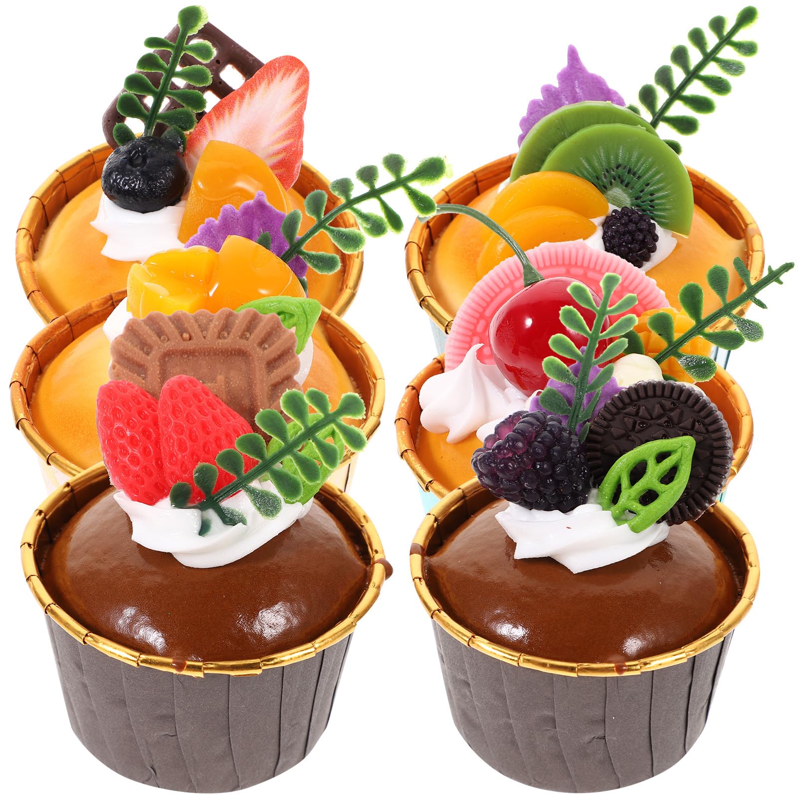 Amazon｜FOMIYES 6 個の人工ケーキフェイクカップケーキリアルな本物 