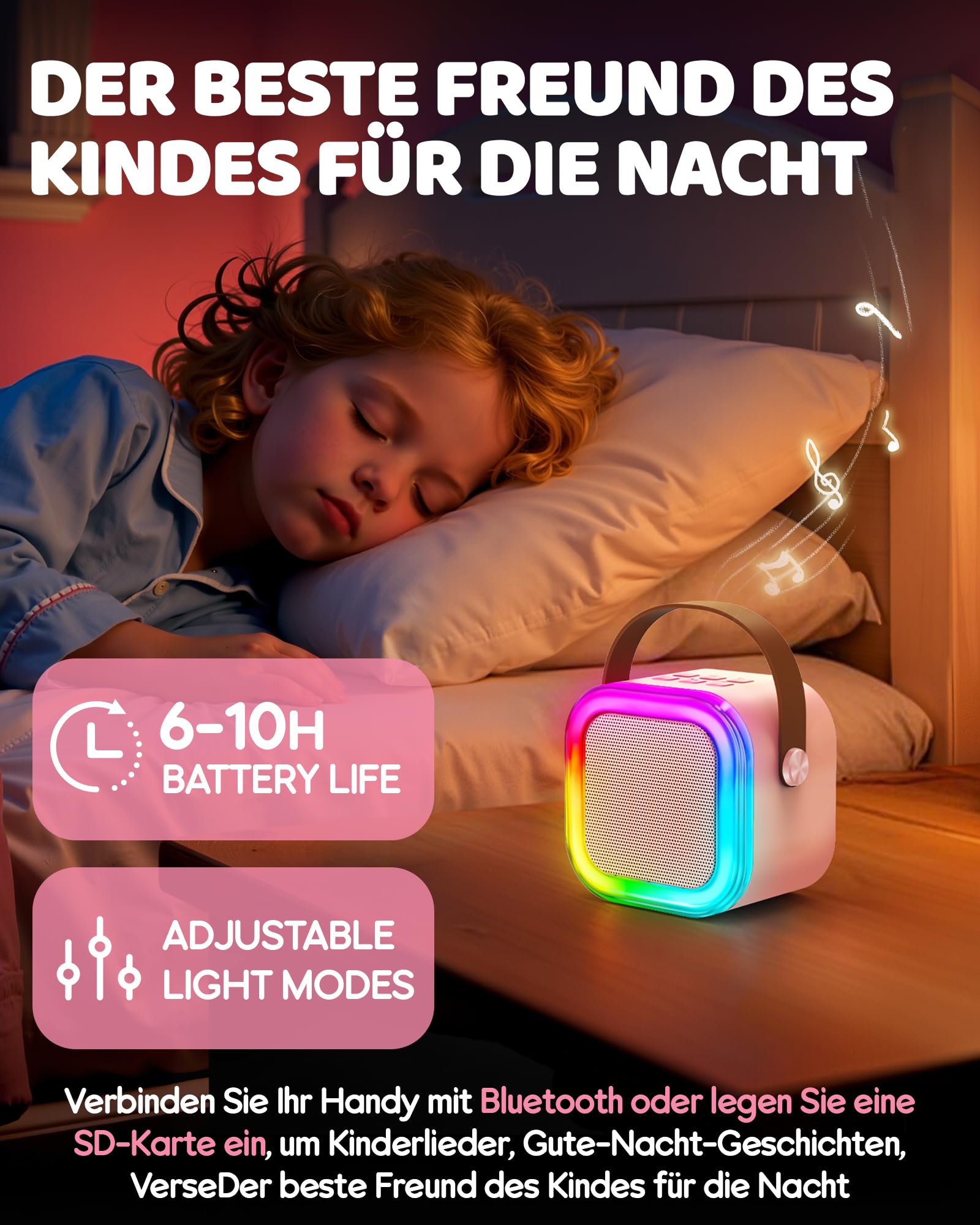 Karaoke Maschine Kinder, Geschenk für Mädchen 3-12 Jahre, Karaoke Kinder Spielzeug ab 3-12 Jahre Mädchen, Karaoke Maschine mit 2 Karaoke Mikrofon Kinder