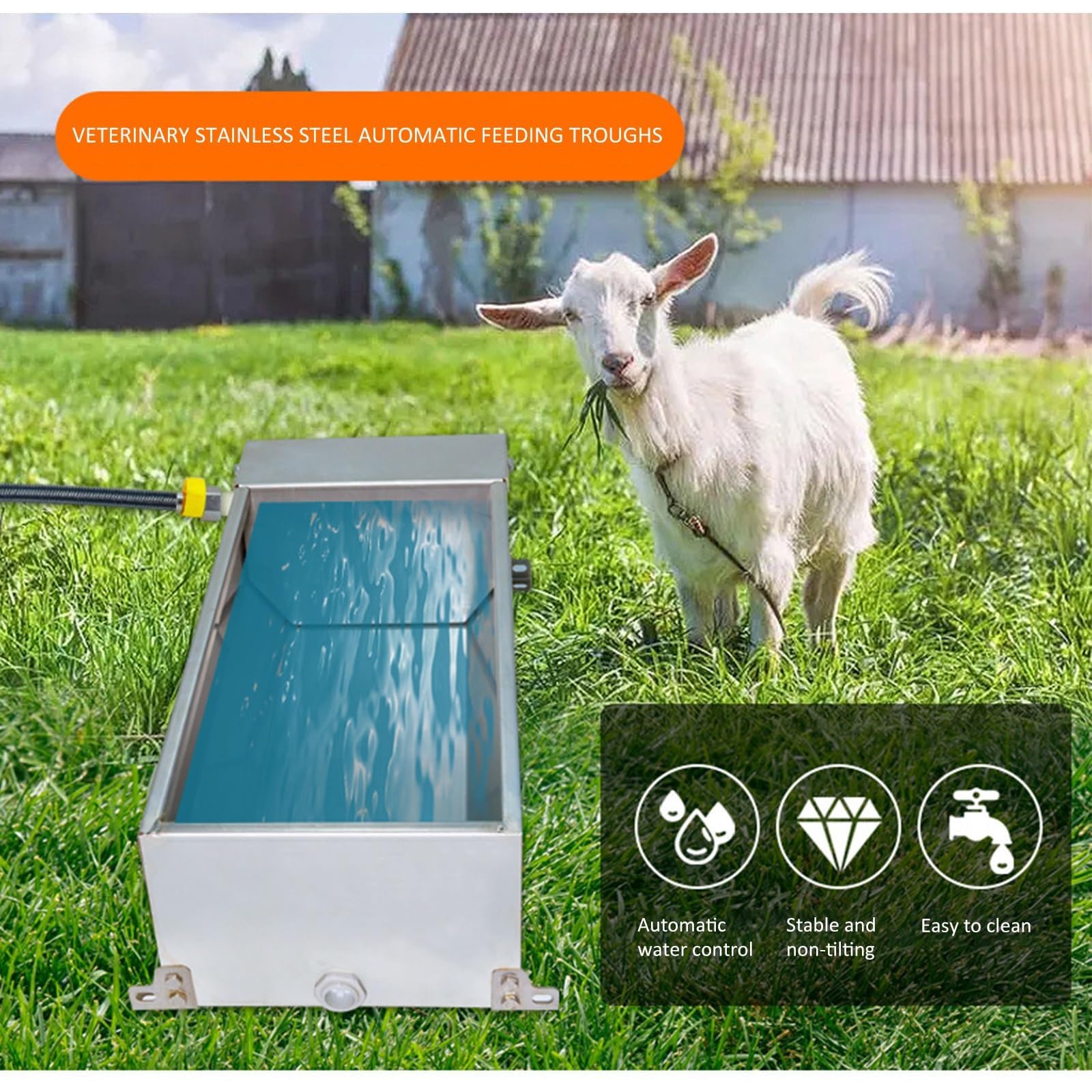 Abbeveratoio automatico per animali da 7,5 l, in acciaio inox, con valvola a galleggiante per serbatoio dell'acqua da riempire autonomamente, per cani, cavalli, capre, maiali, mucche